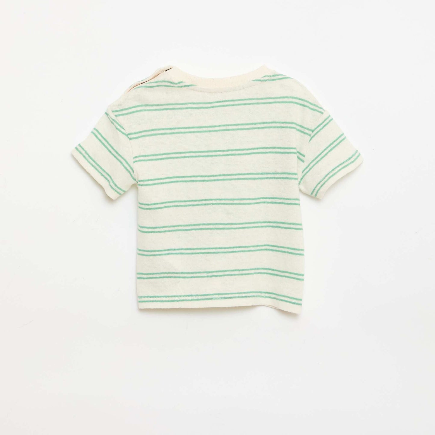 T-shirt rayé en jersey coton et lin BLANC