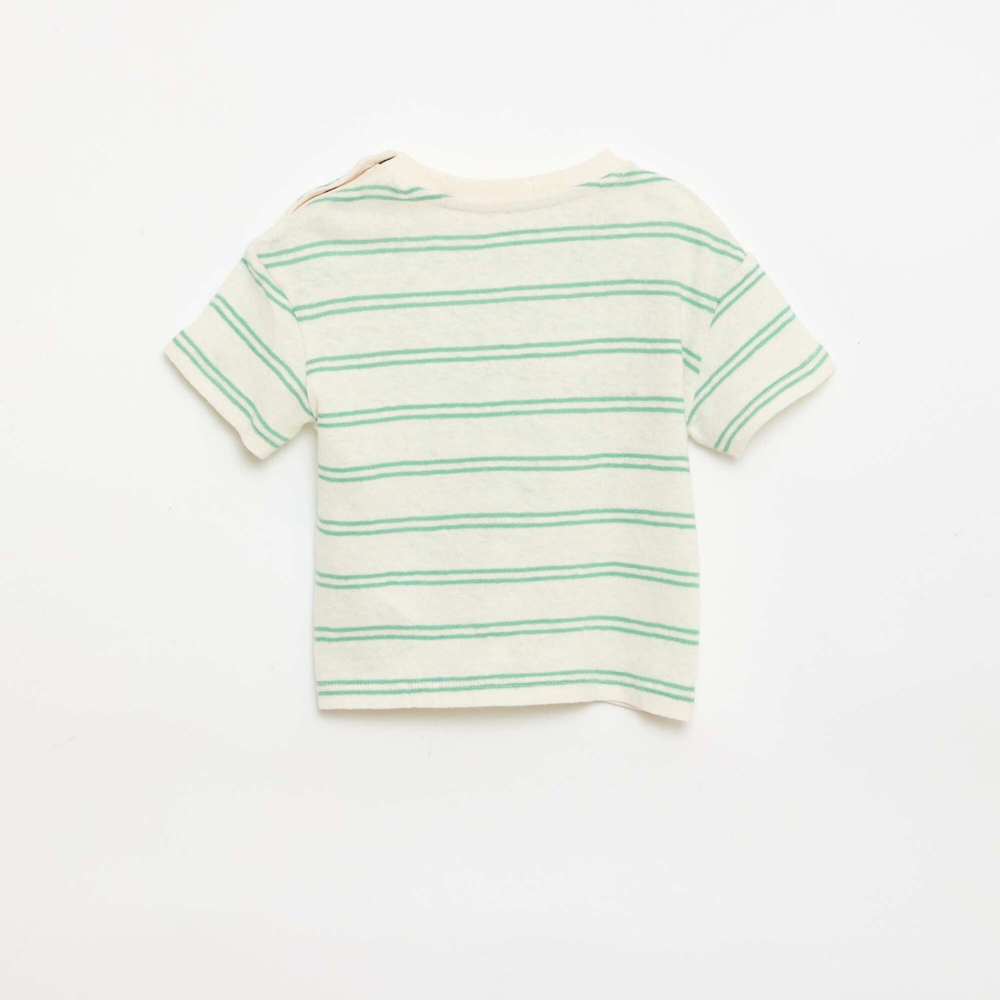 T-shirt rayé en jersey coton et lin BLANC