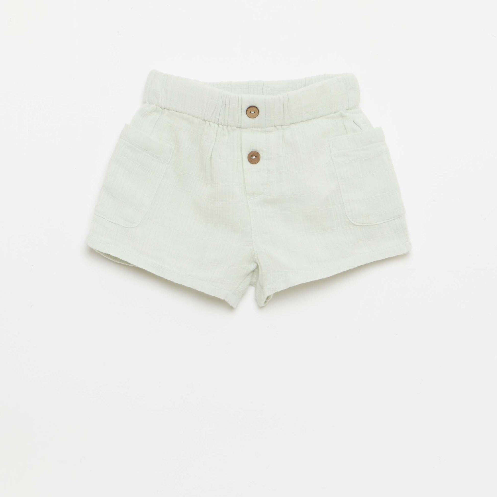 Short en coton avec 2 poches plaquées BLEU