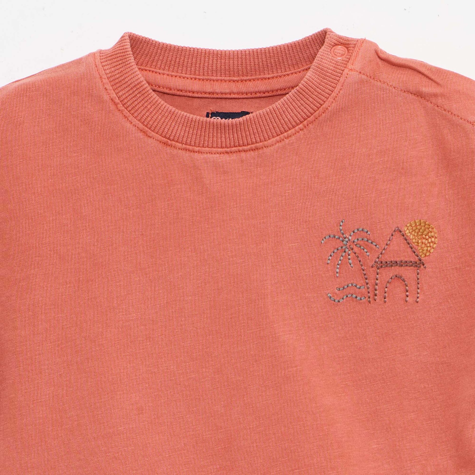 Ensemble 2 pièces tee-shirt brodé + short ROUGE