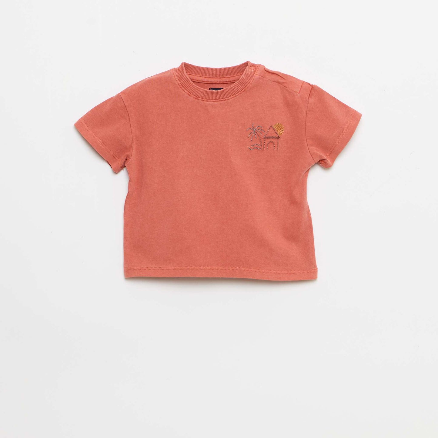 Ensemble 2 pièces tee-shirt brodé + short ROUGE