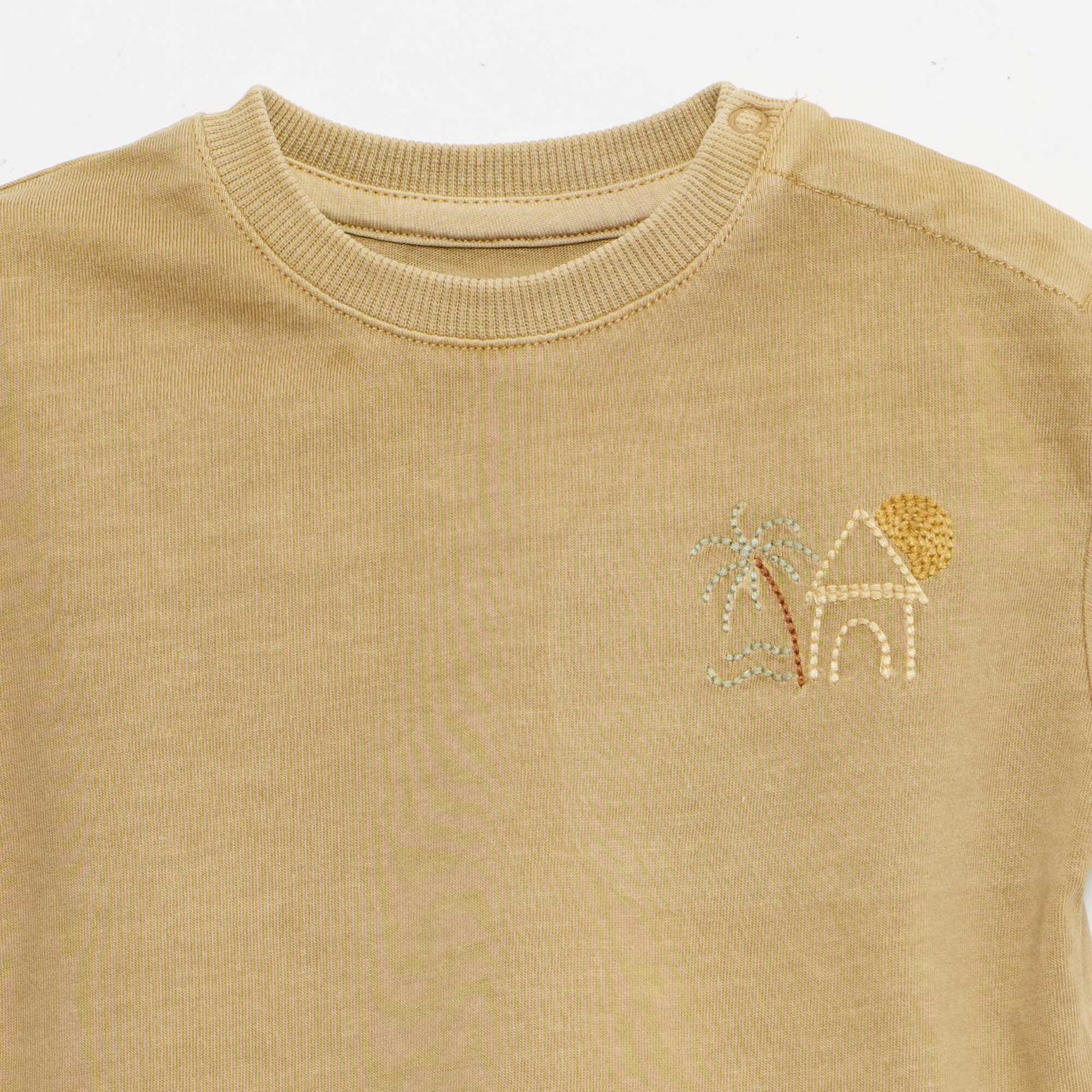 Ensemble 2 pièces tee-shirt brodé + short BEIGE