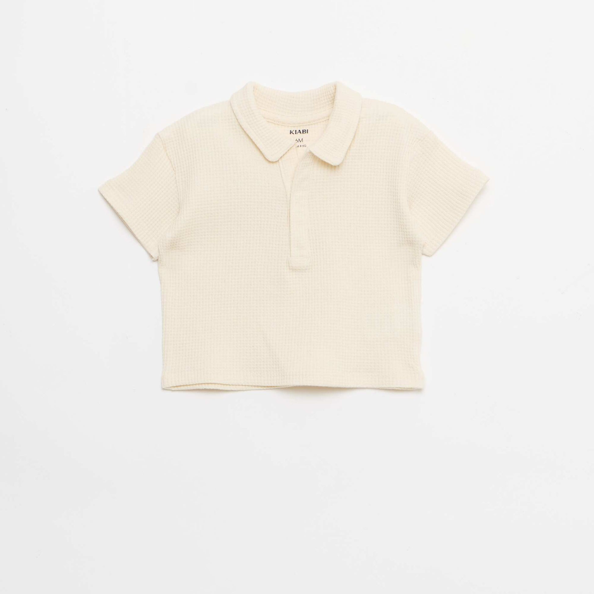 Ensemble 2 pièces - polo + short en maille gaufrée BLANC