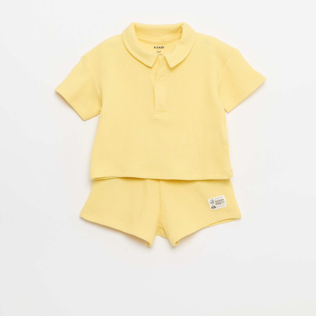 Ensemble 2 pièces - polo + short en maille gaufrée JAUNE