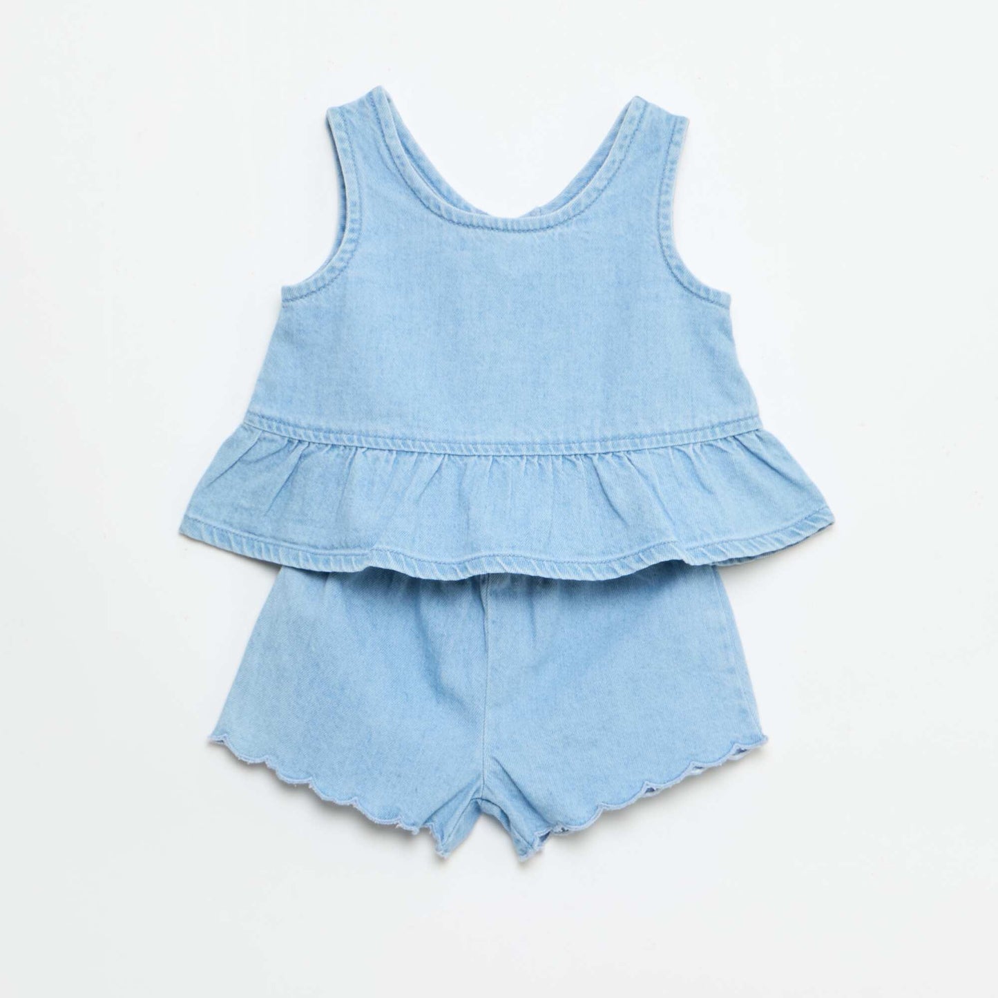 Ensemble 2 pièces short + T-shirt en denim BLEU