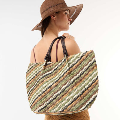 Sac cabas en paille VERT