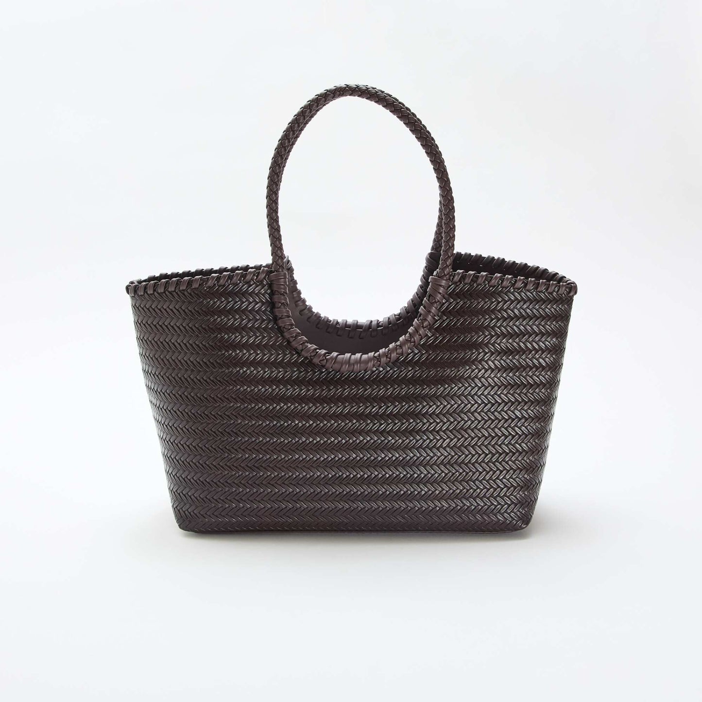 Grand sac tressé de forme rectangulaire MARRON