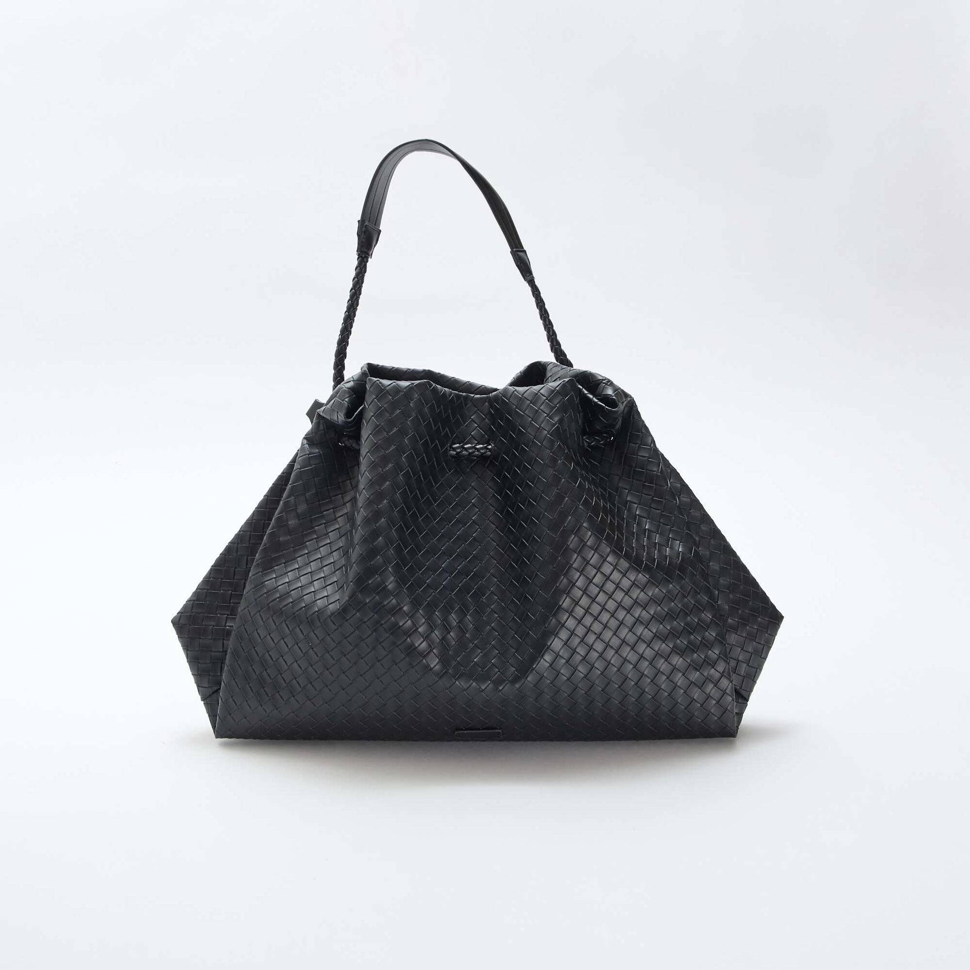 Grand sac en simili effet tressé NOIR