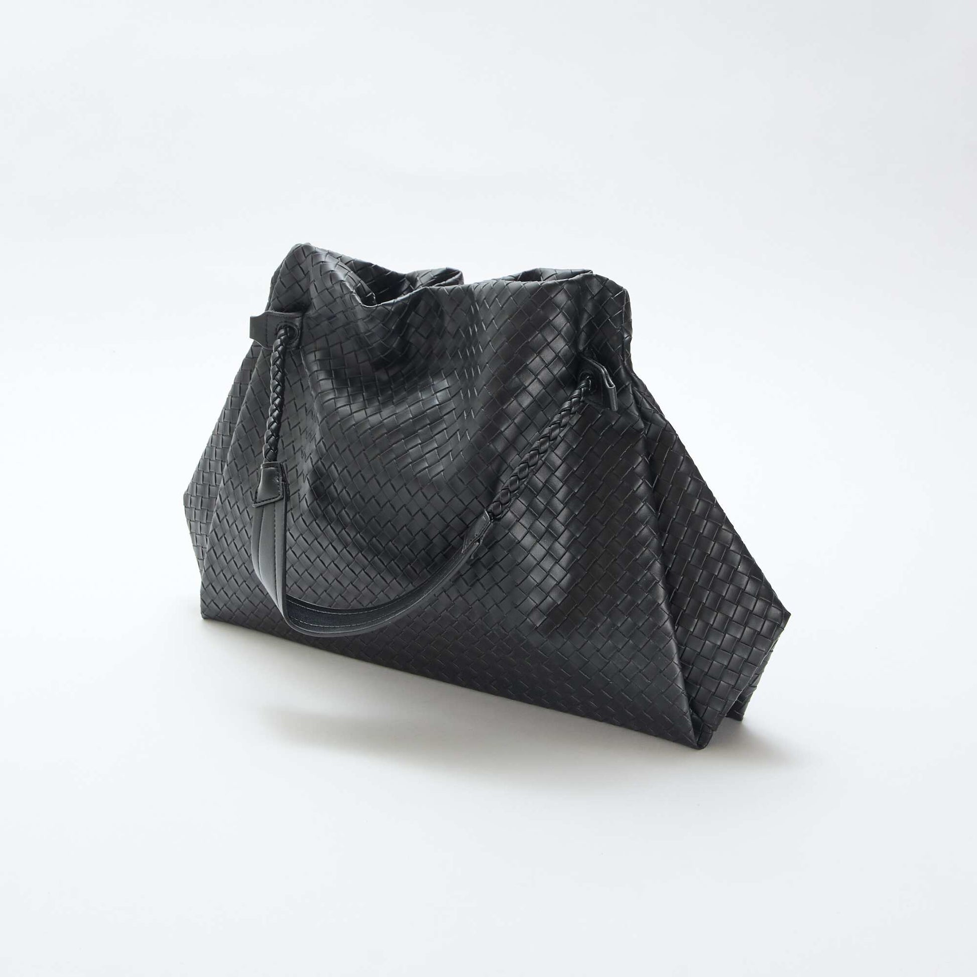 Grand sac en simili effet tressé NOIR