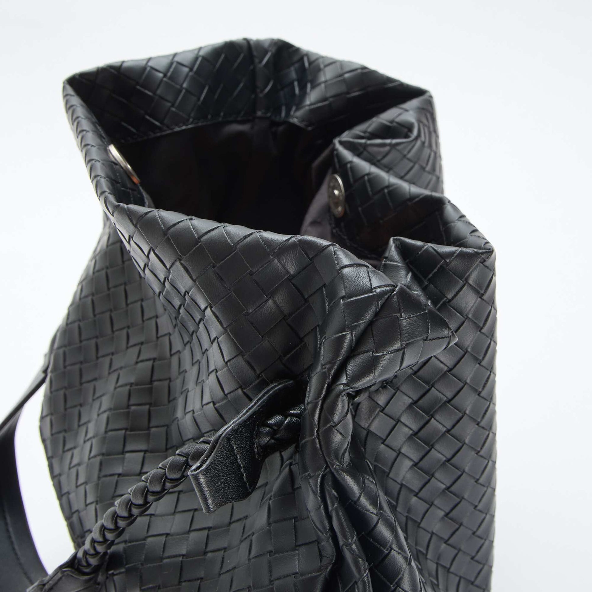 Grand sac en simili effet tressé NOIR