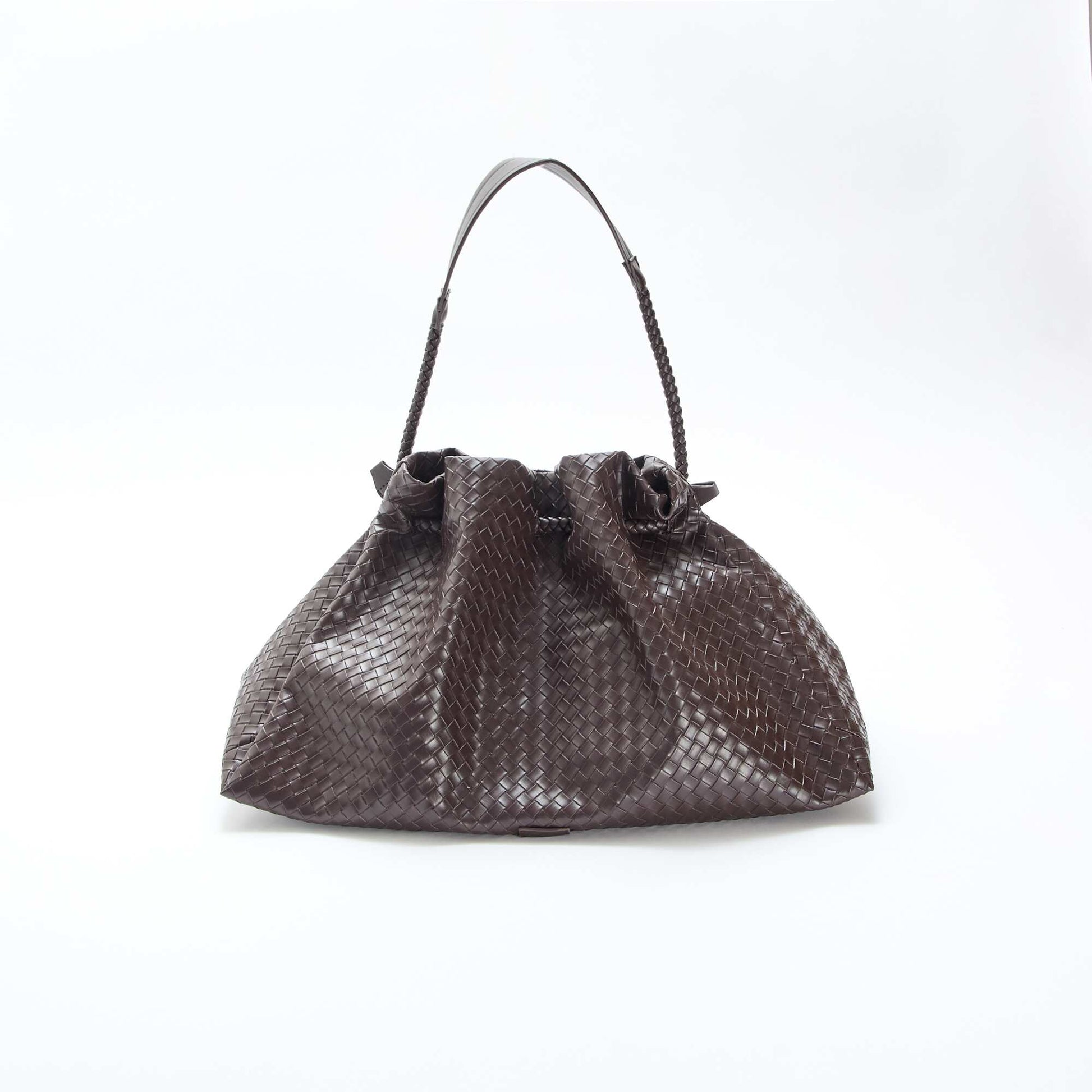 Grand sac en simili effet tressé MARRON