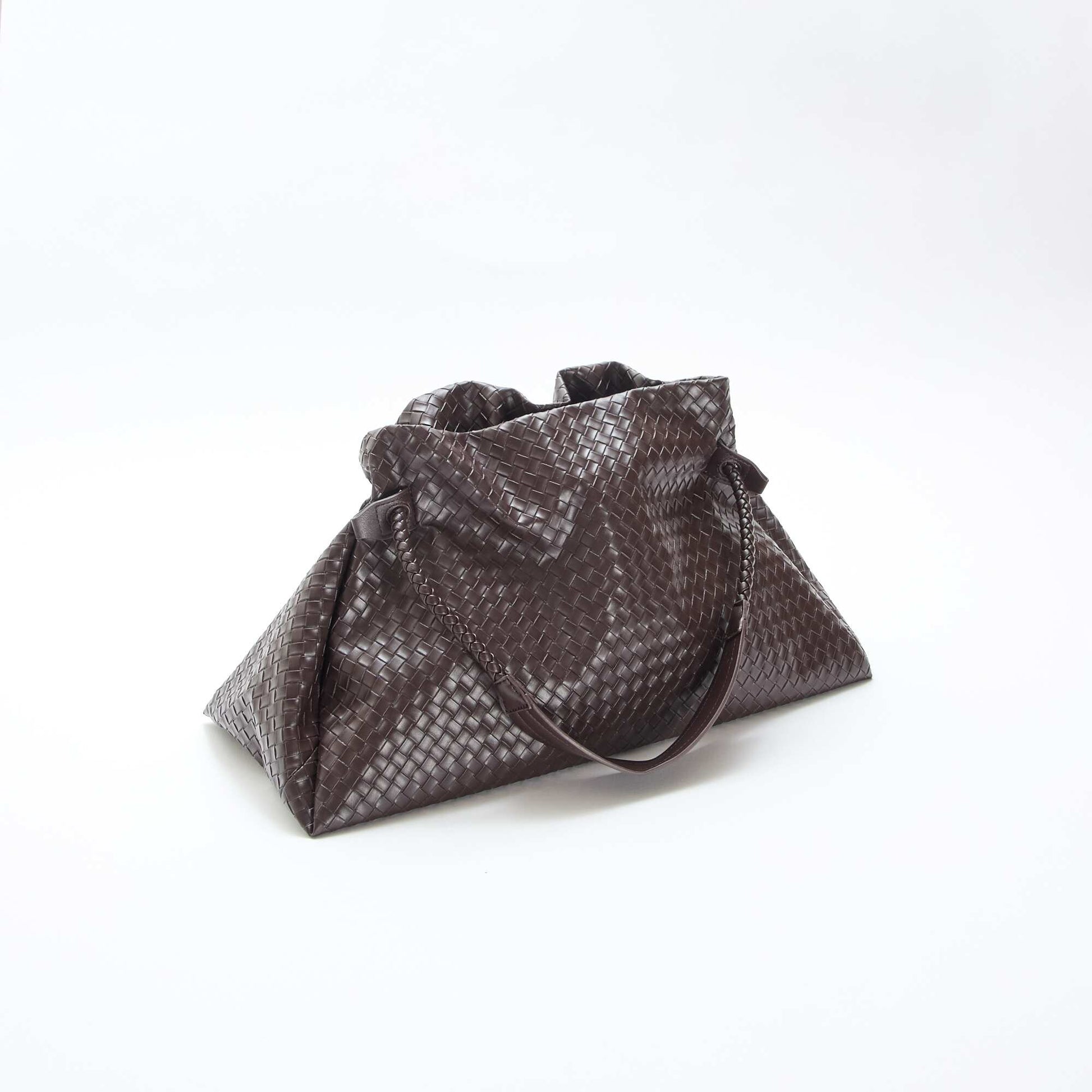Grand sac en simili effet tressé MARRON