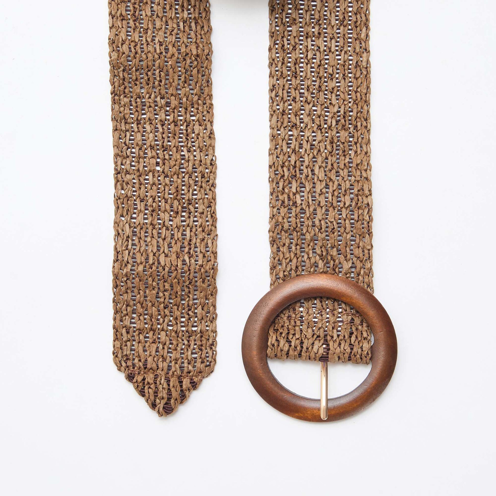Ceinture tressée avec boucle en bois MARRON