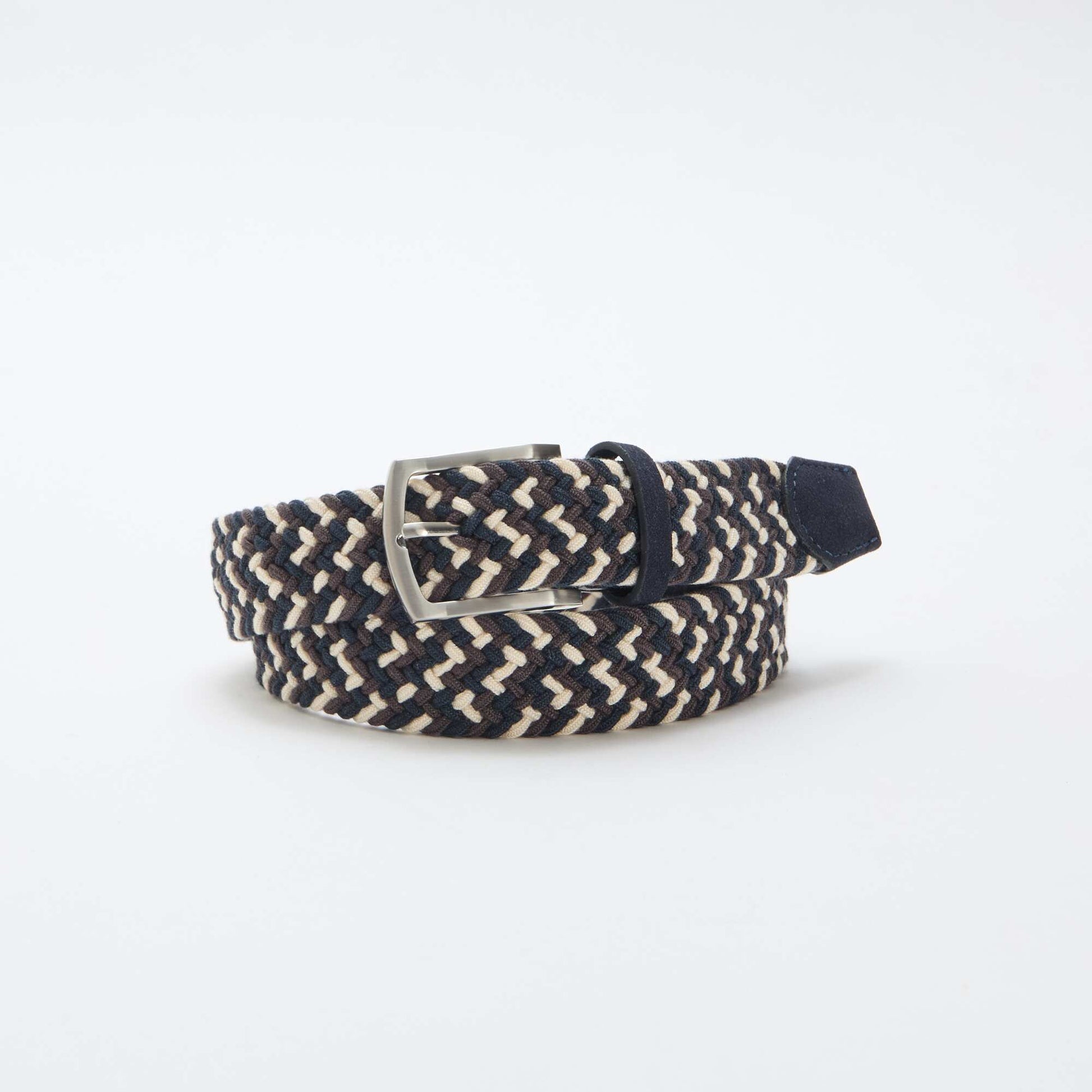Ceinture élastiquée tressée bicolore BLEU