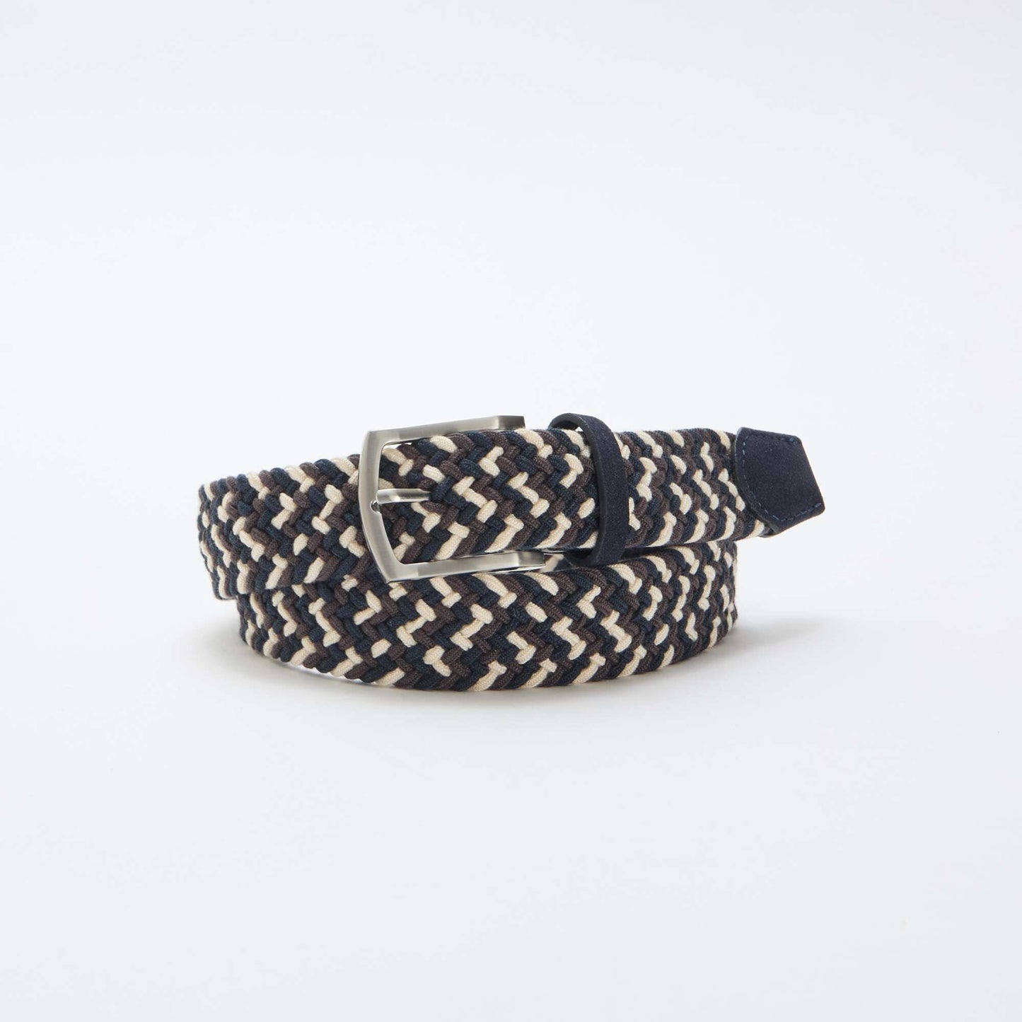 Ceinture élastiquée tressée bicolore BLEU