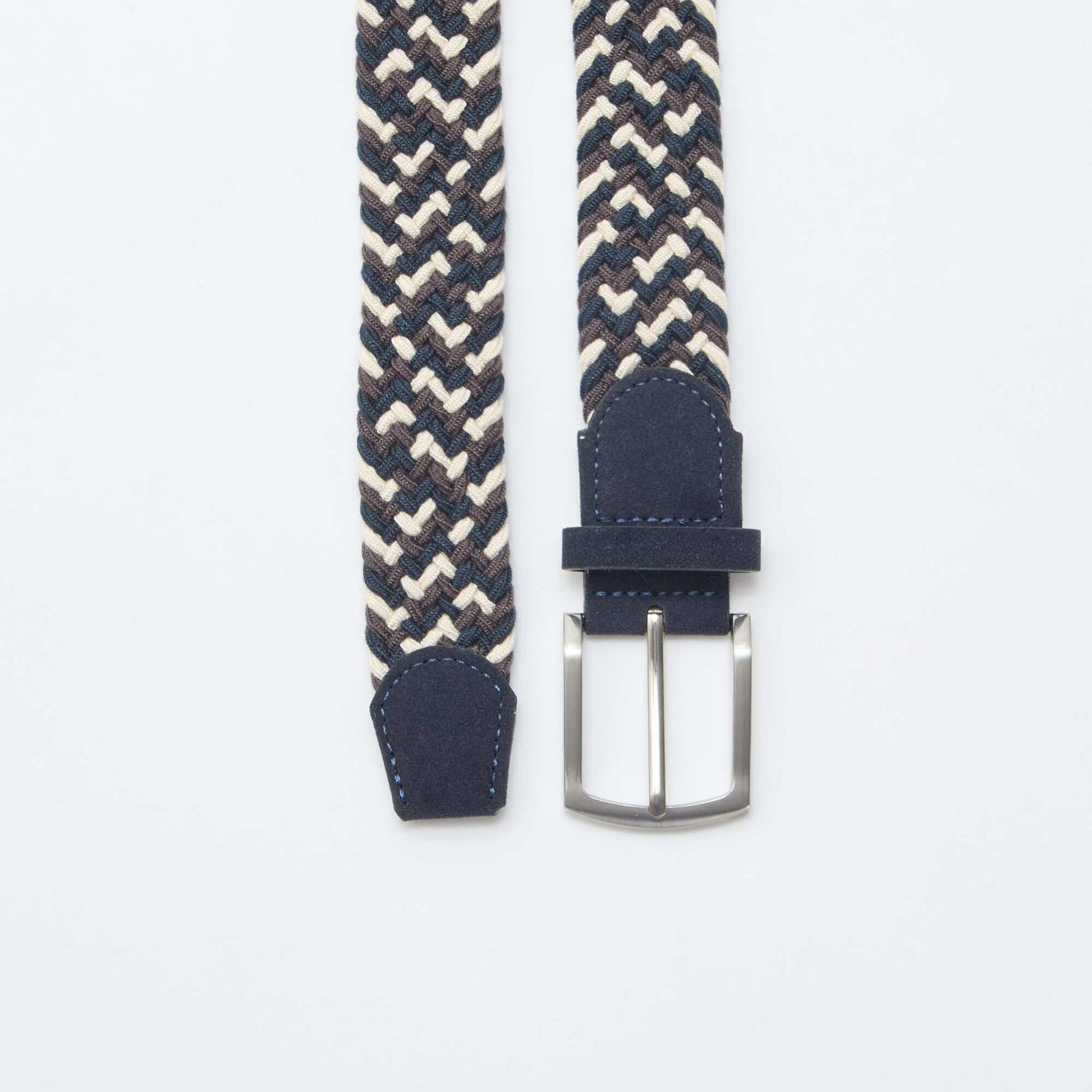Ceinture élastiquée tressée bicolore BLEU
