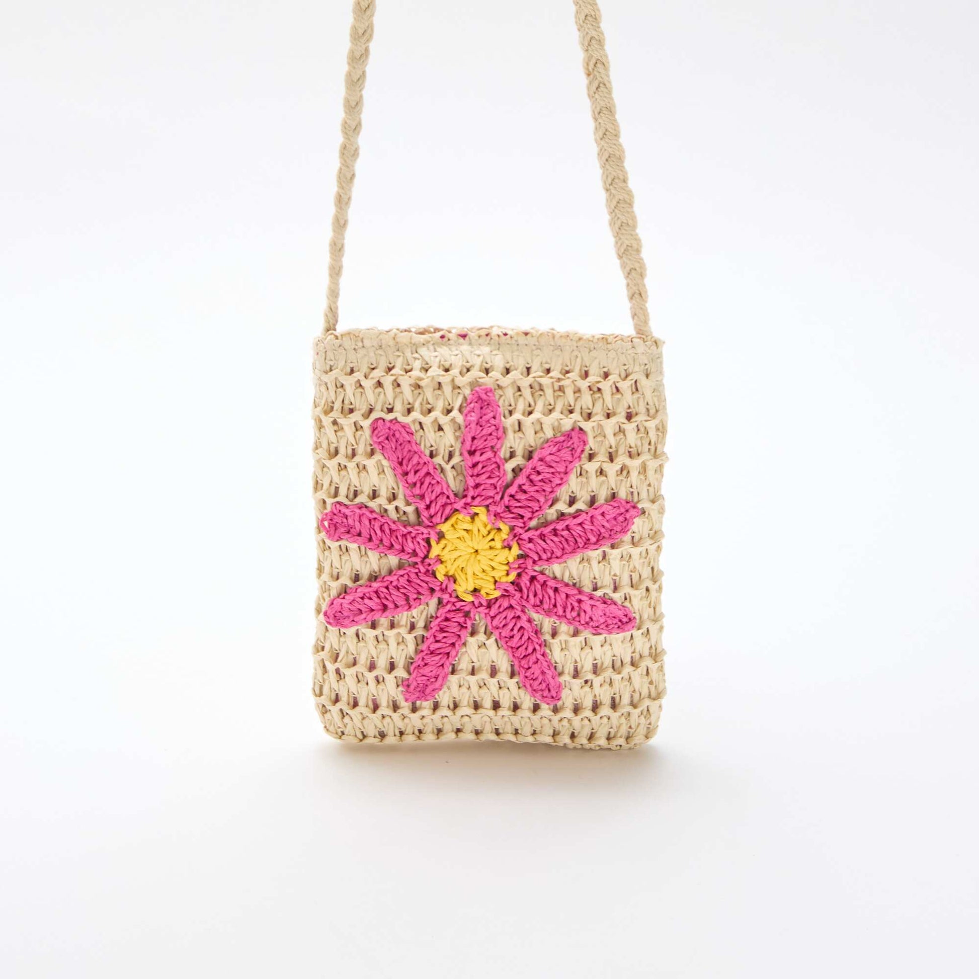 Pochette téléphone tressée ROSE