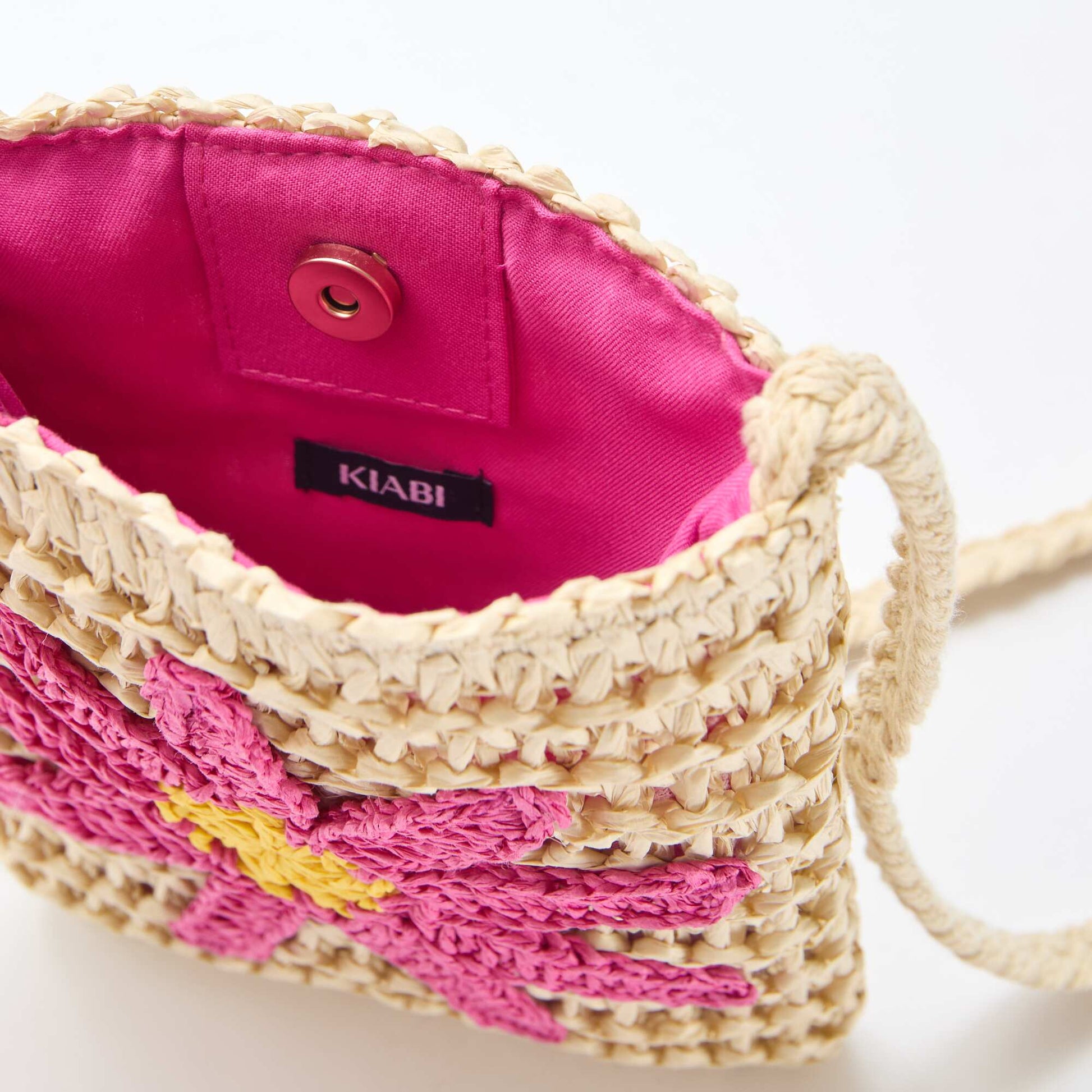 Pochette téléphone tressée ROSE