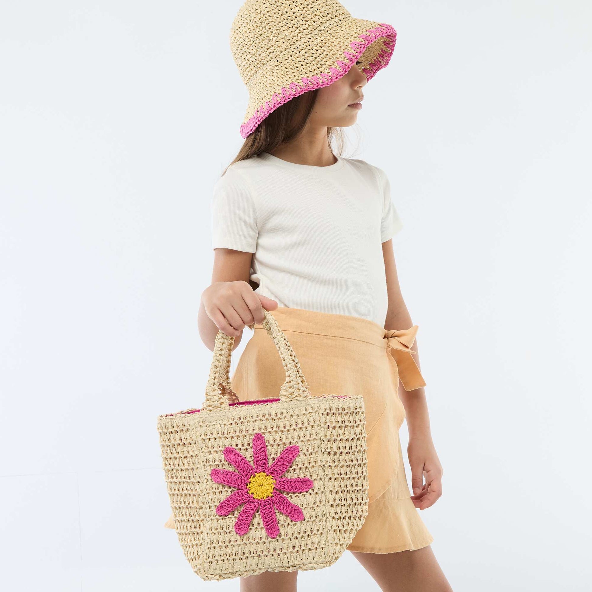 Sac panier avec patch fleur ROSE