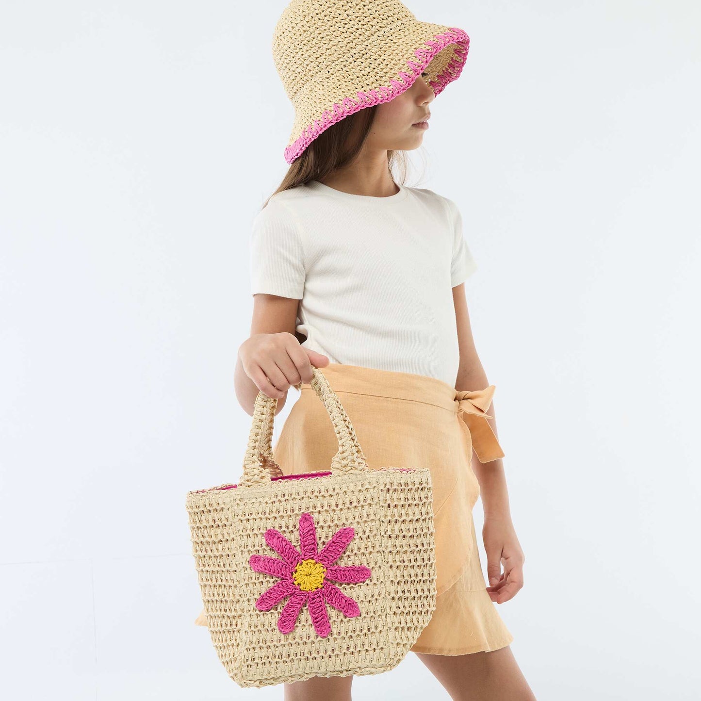 Sac panier avec patch fleur ROSE