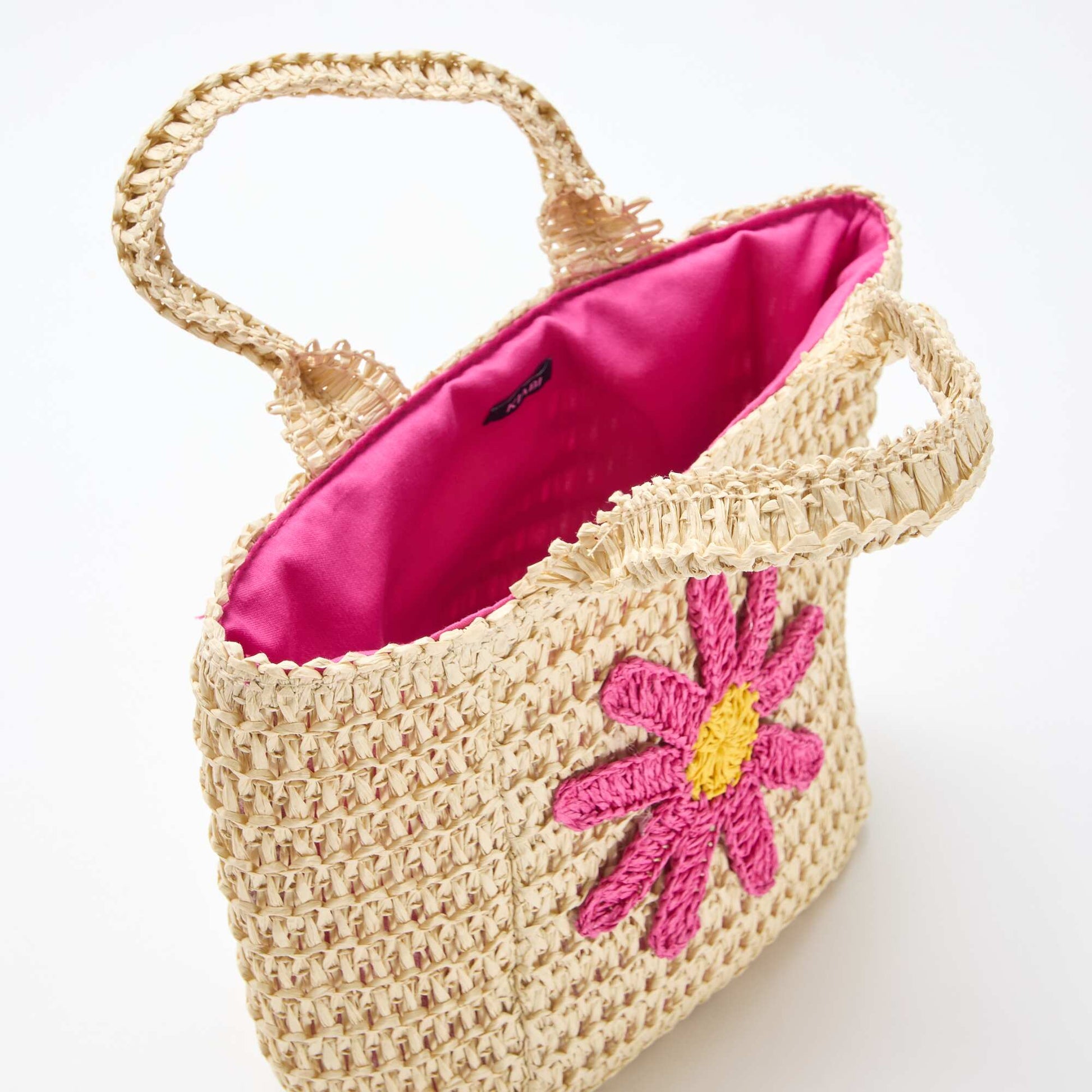 Sac panier avec patch fleur ROSE