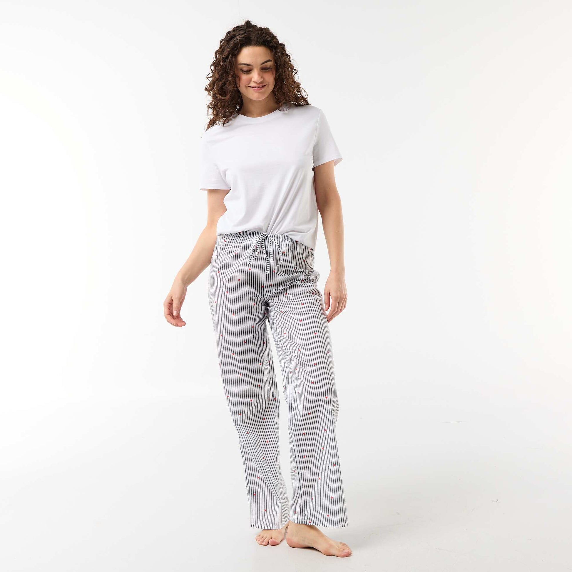 Pantalon de pyjama en voile de coton imprimé BLEU