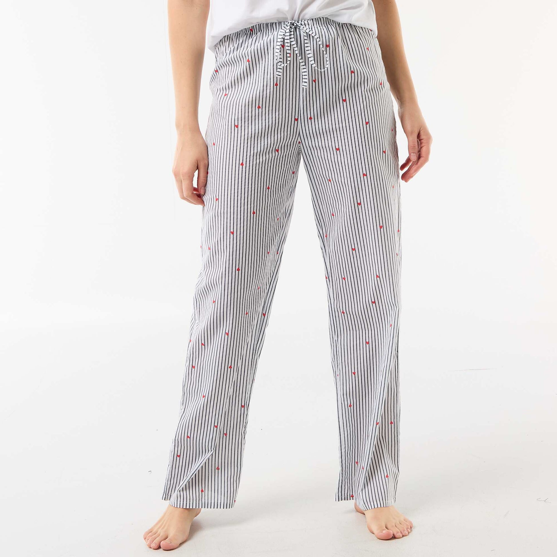 Pantalon de pyjama en voile de coton imprimé BLEU