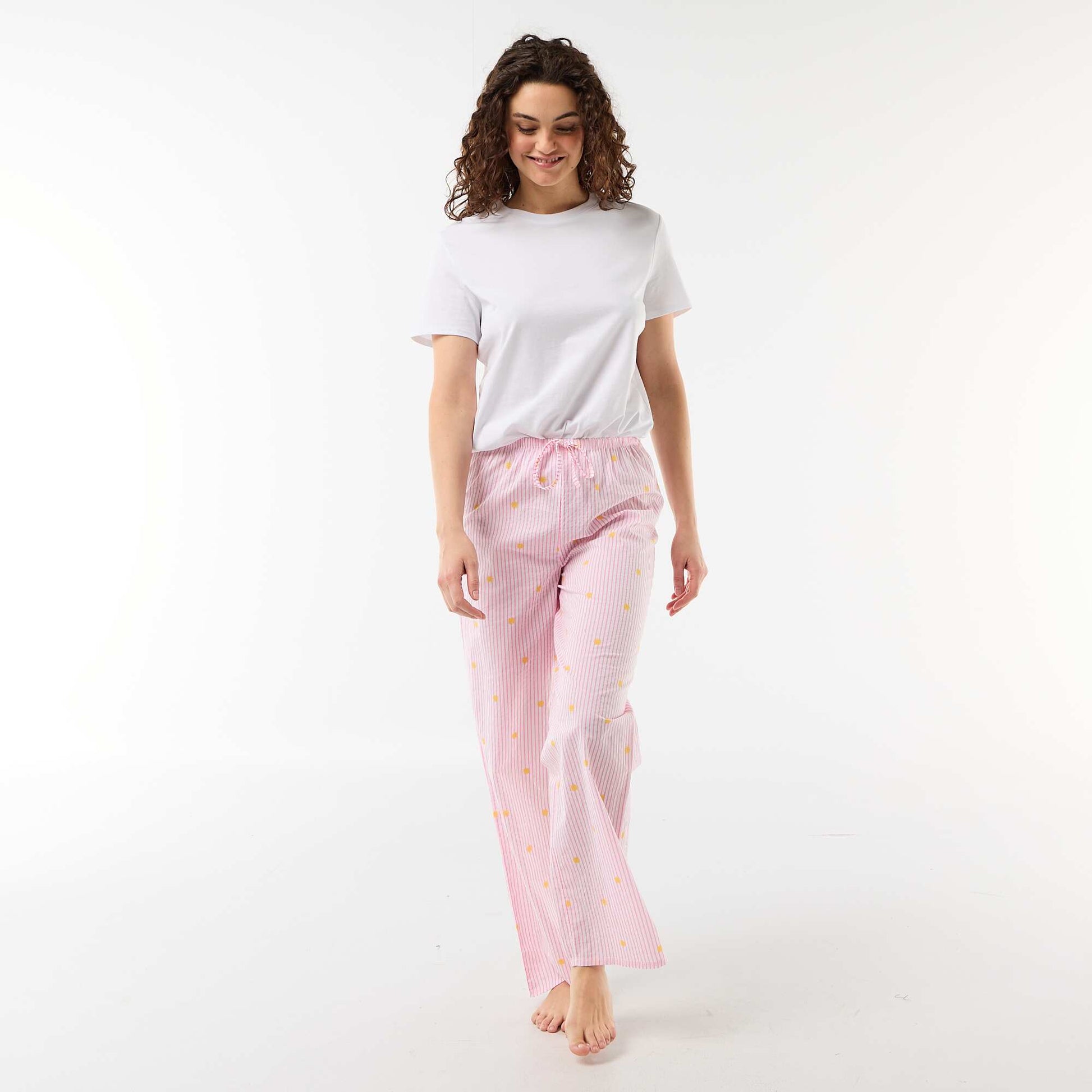 Pantalon de pyjama en voile de coton imprimé ORANGE