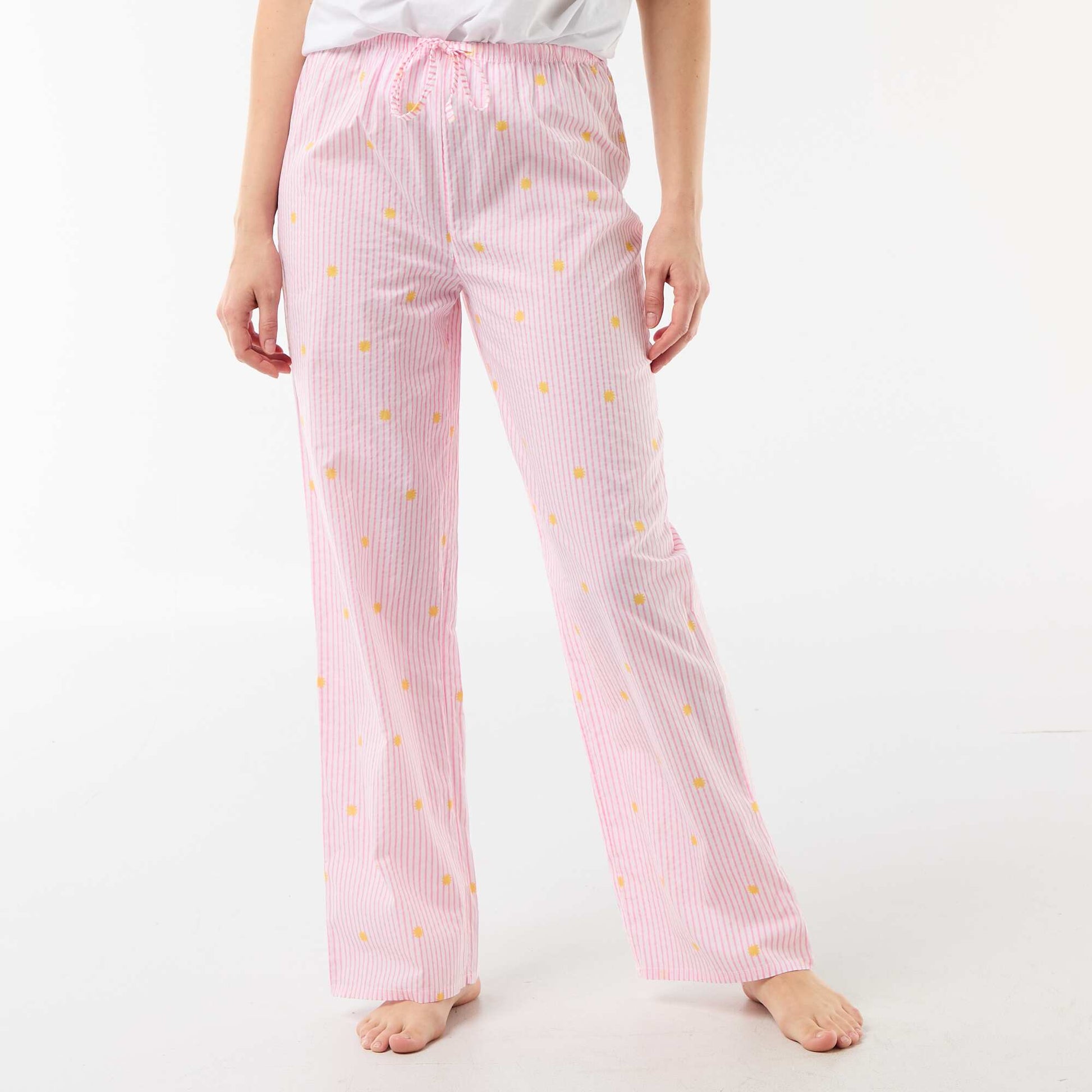 Pantalon de pyjama en voile de coton imprimé ORANGE