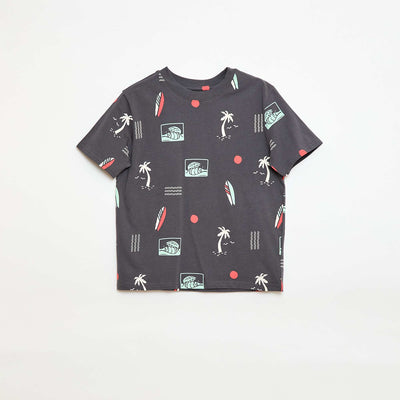 T-shirt à motif manches courtes GRIS