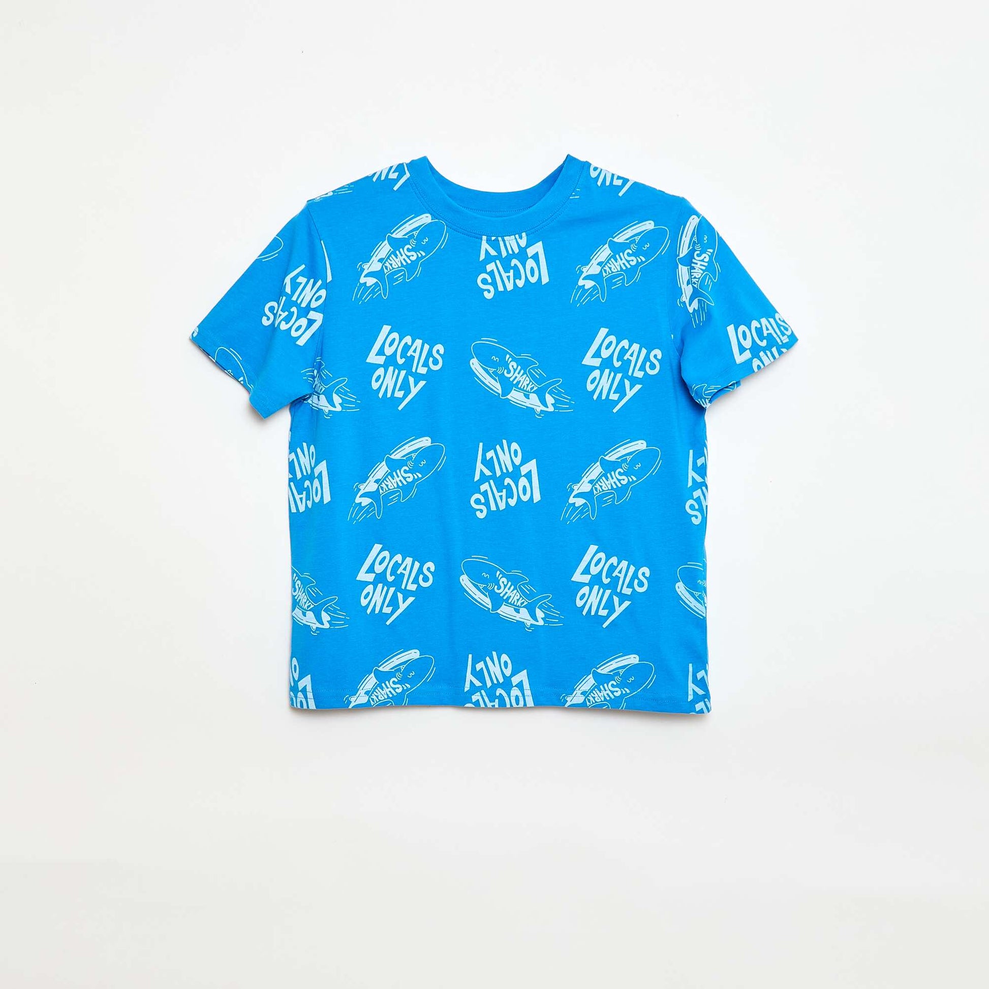 T-shirt à motif manches courtes BLEU