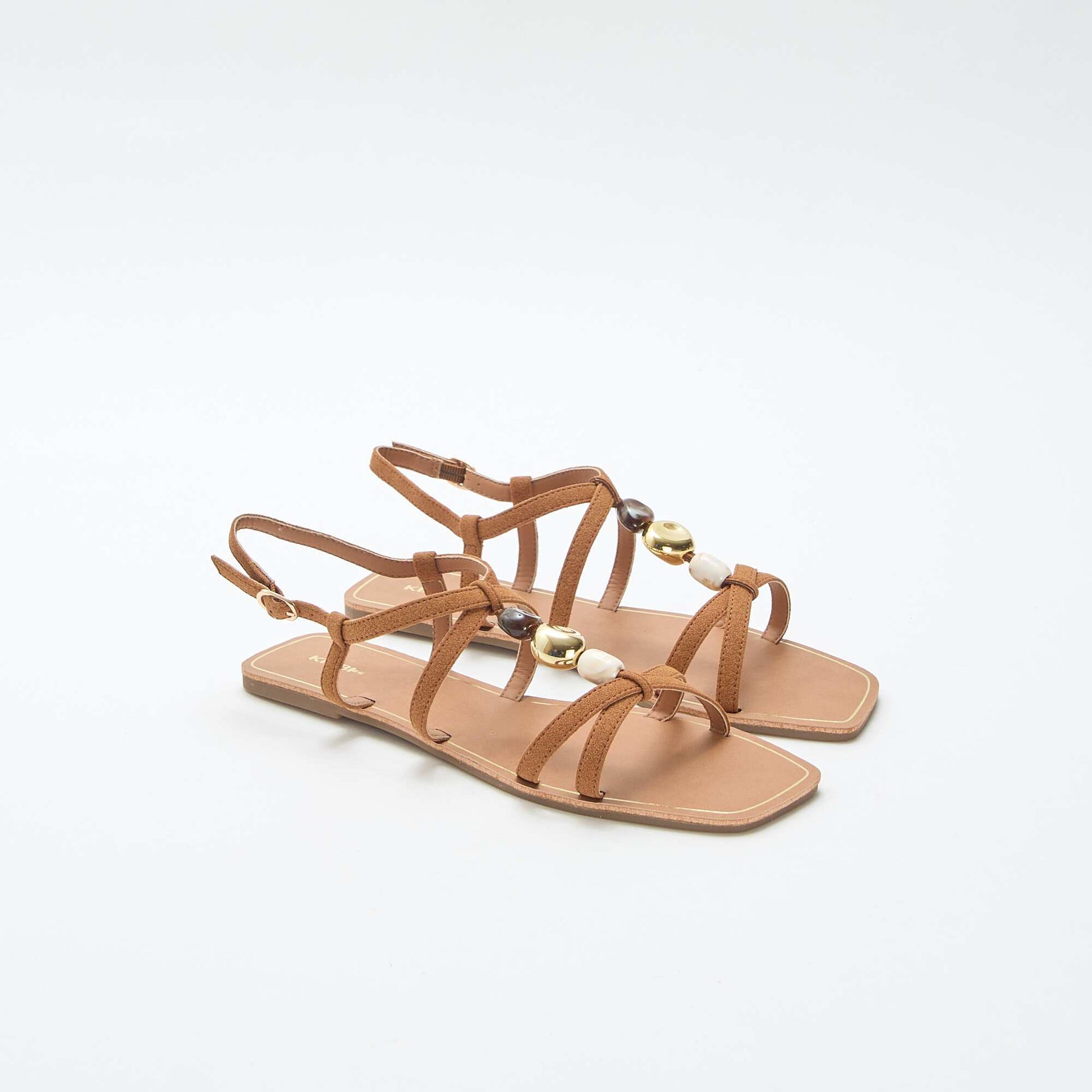 Sandales avec détails bijoux MARRON