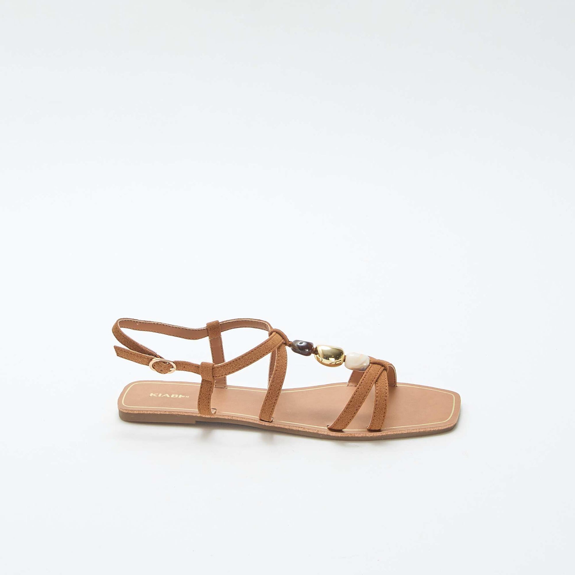 Sandales avec détails bijoux MARRON