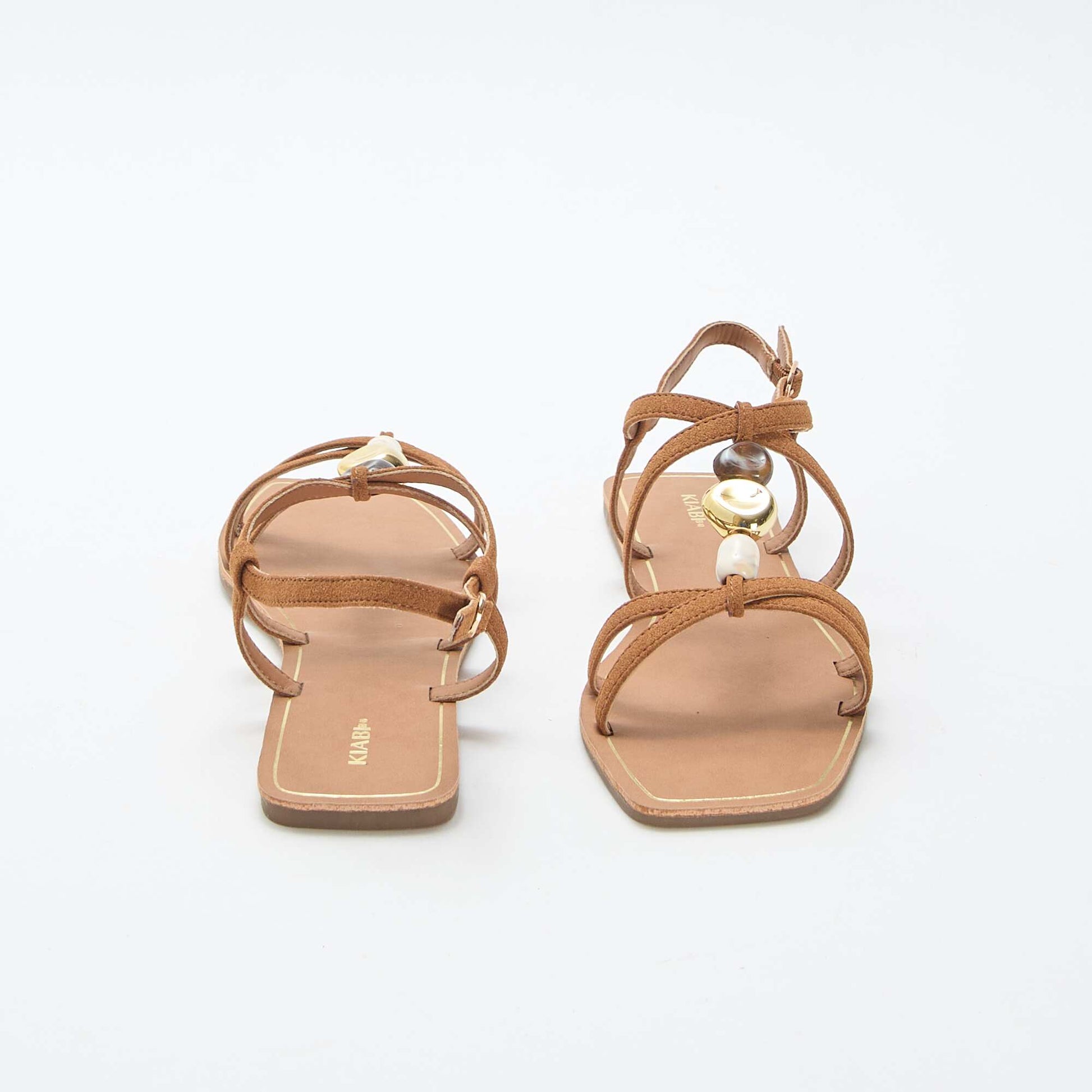 Sandales avec détails bijoux MARRON