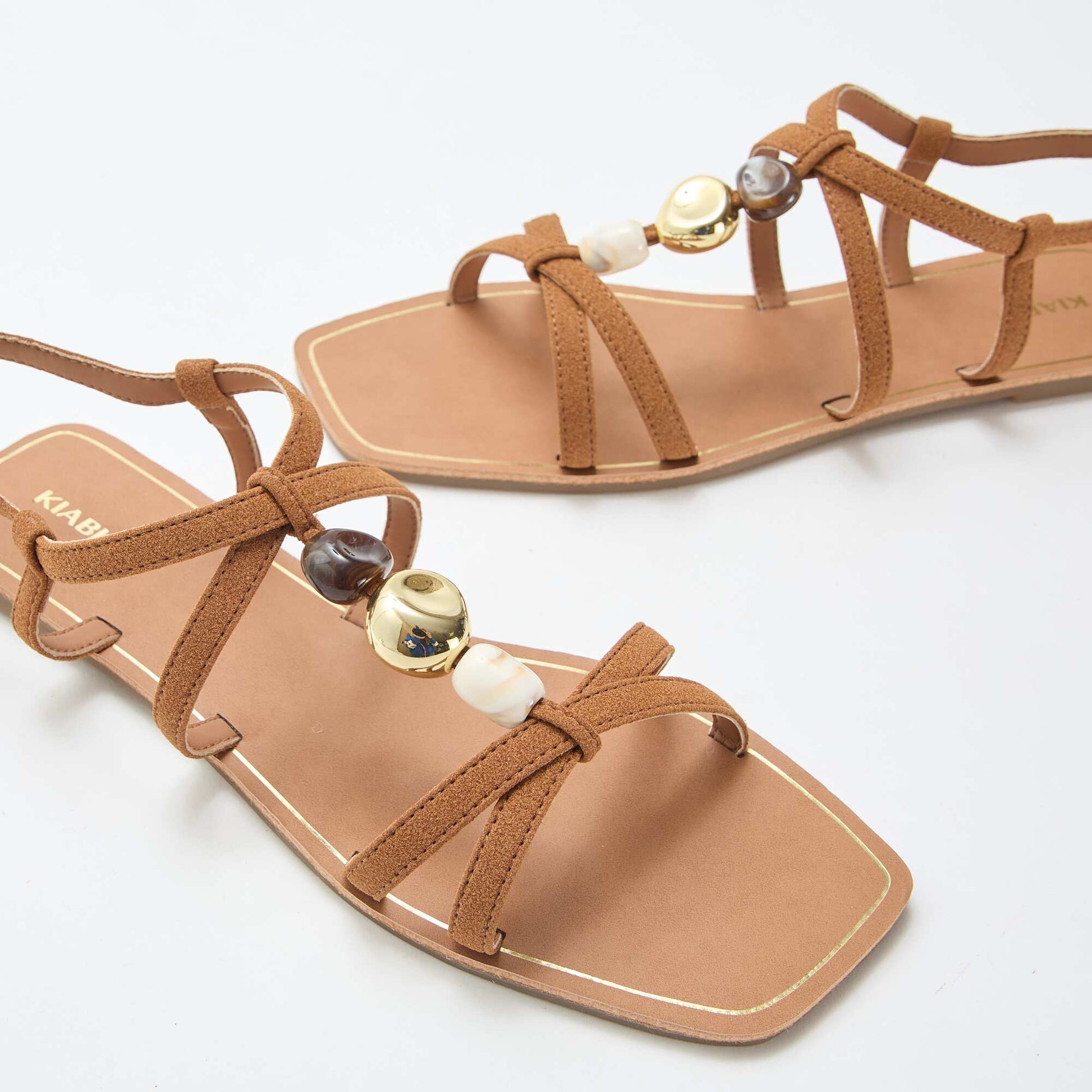 Sandales avec détails bijoux MARRON