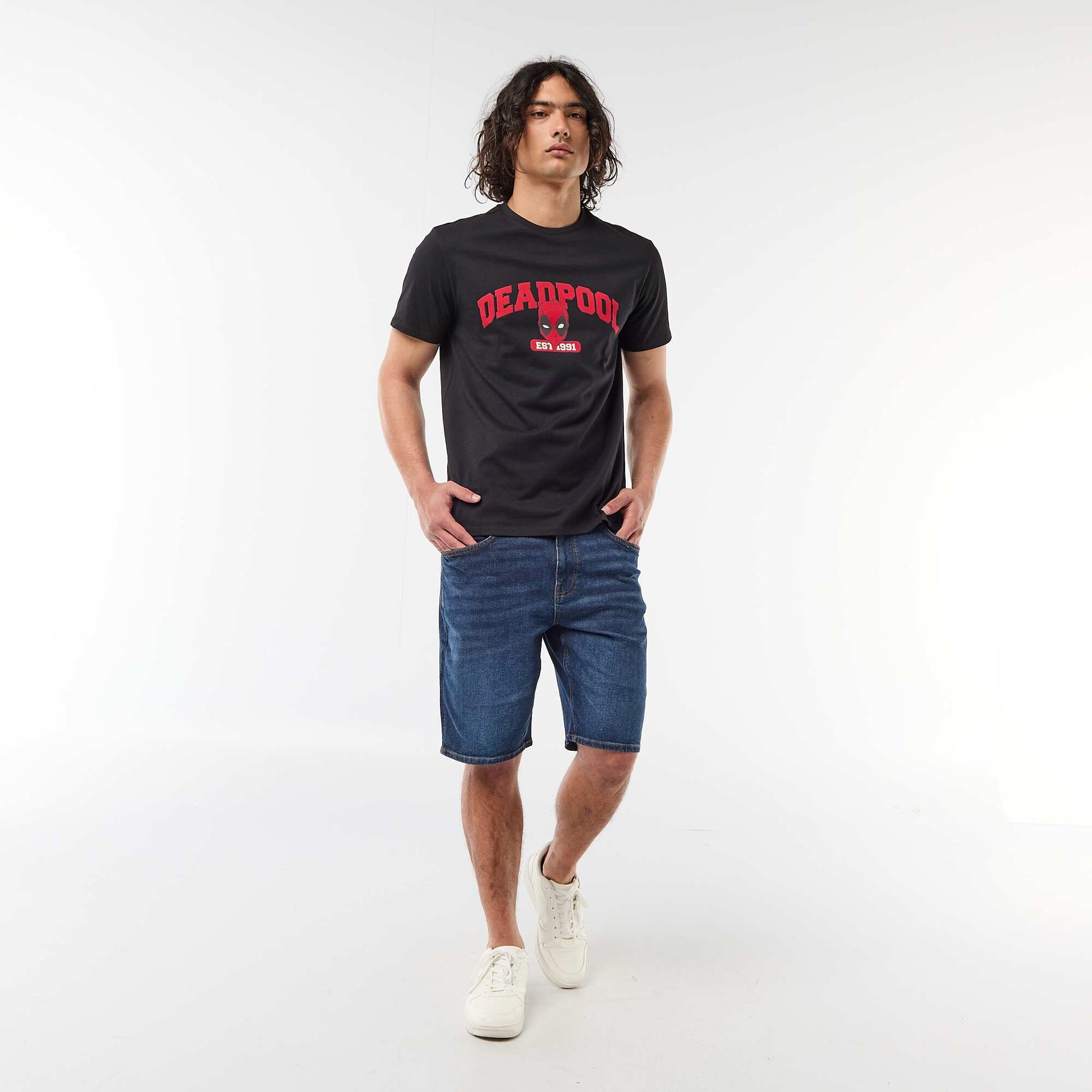 T-shirt 'Deadpool' 'Marvel' à manches courtes NOIR