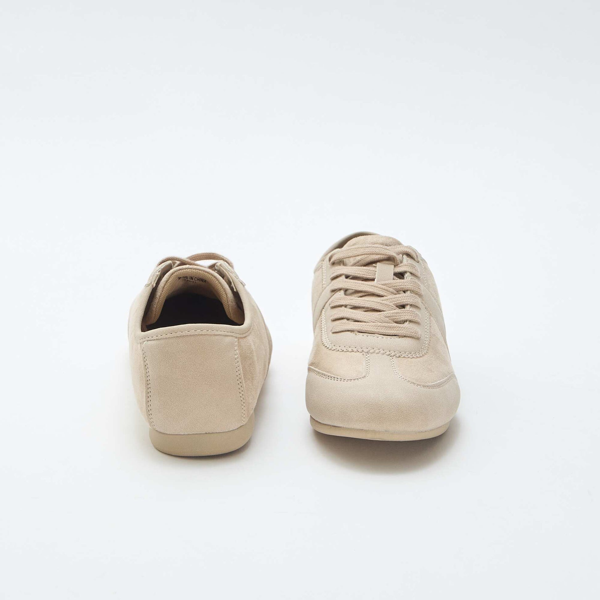 Baskets bi-matière unies BEIGE