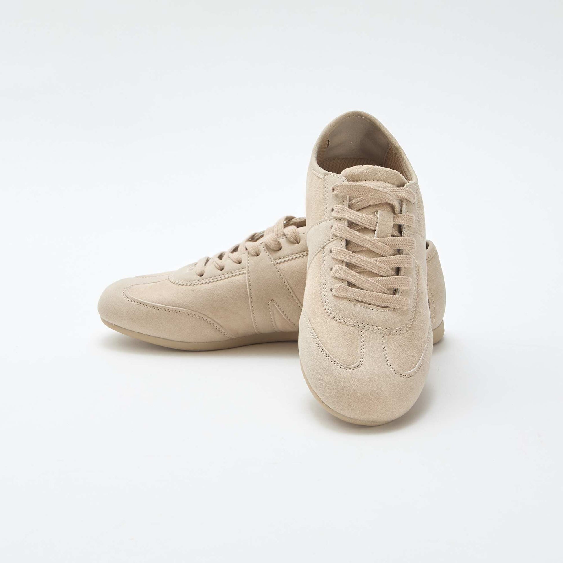 Baskets bi-matière unies BEIGE