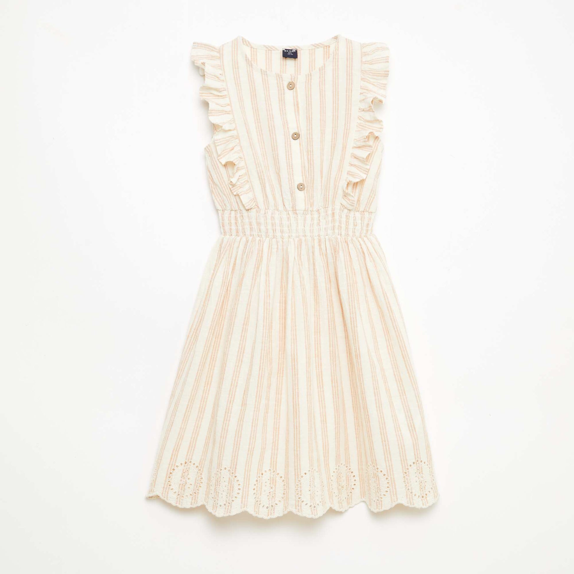 Robe à rayures en lin et coton BEIGE