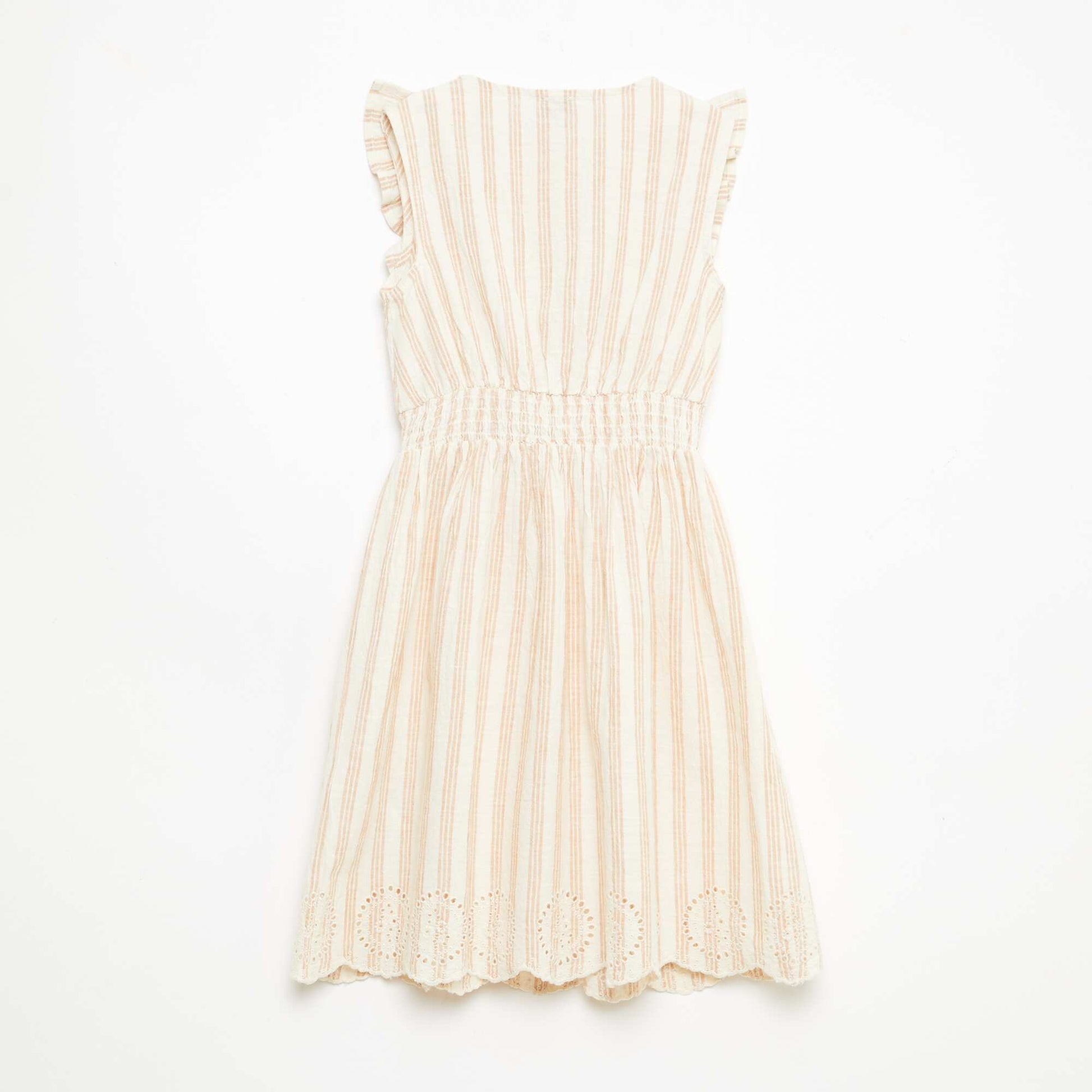 Robe à rayures en lin et coton BEIGE
