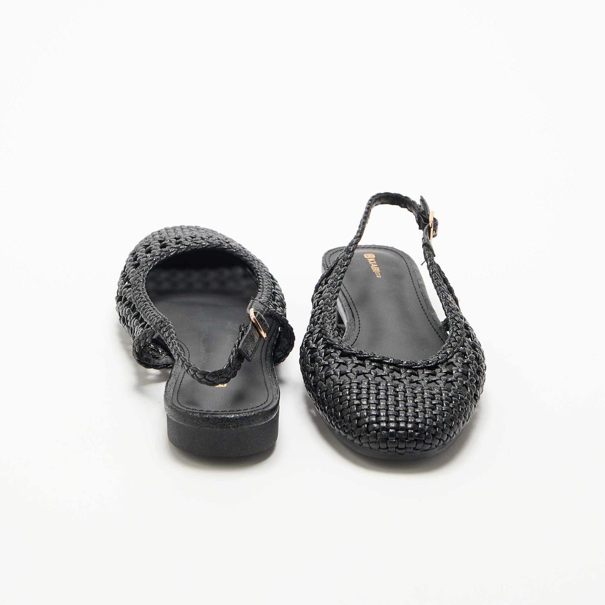 Ballerines ouvertes tressées NOIR