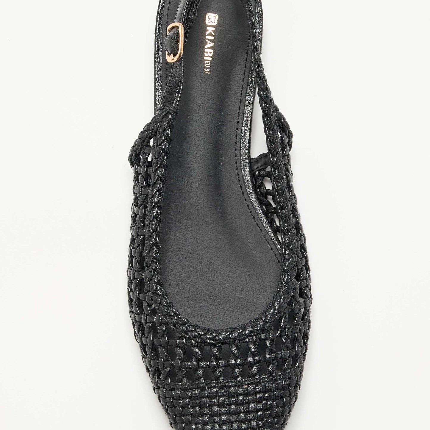 Ballerines ouvertes tressées NOIR