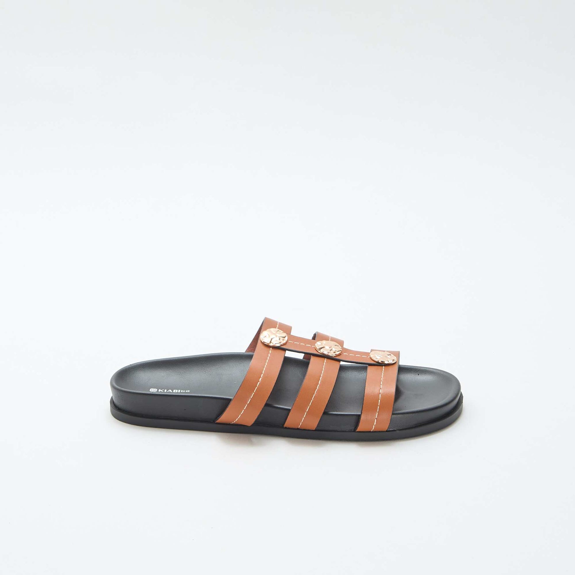 Mules avec boutons dorés fantaisies MARRON
