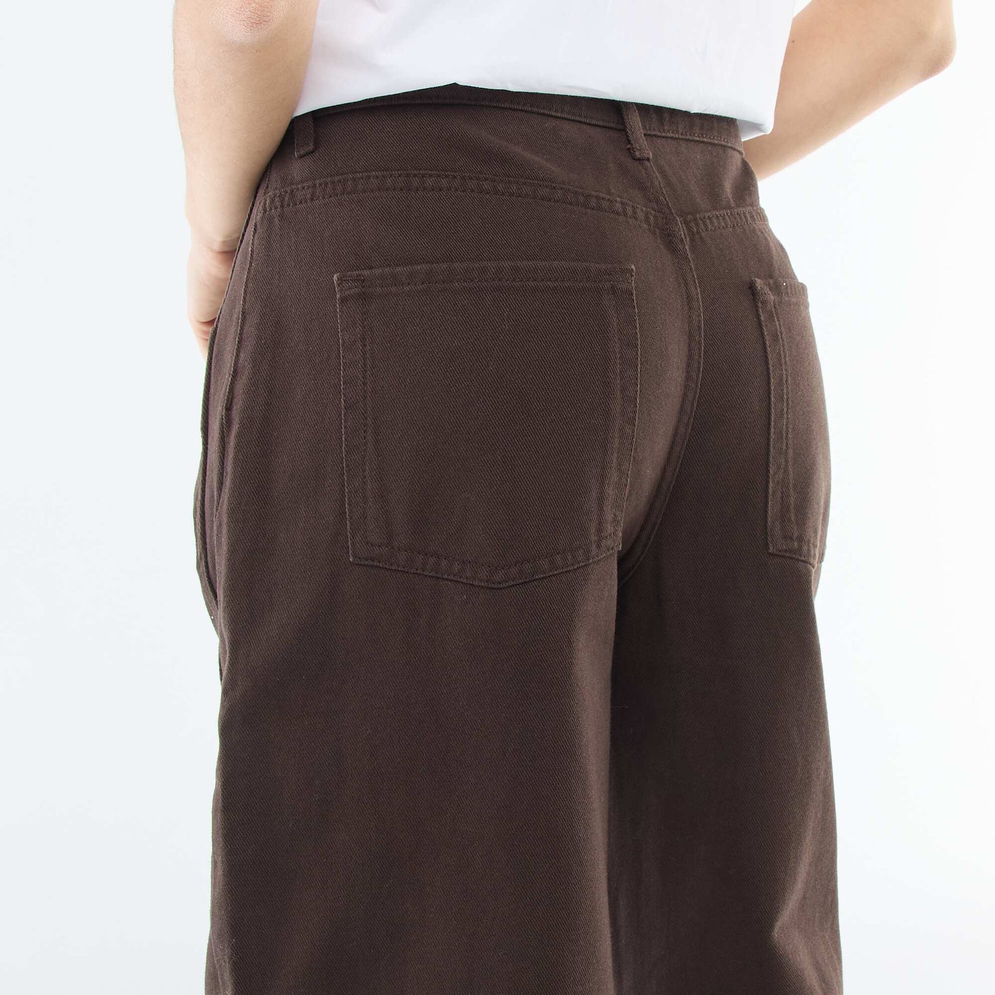 Pantalon denim coupe ballon MARRON