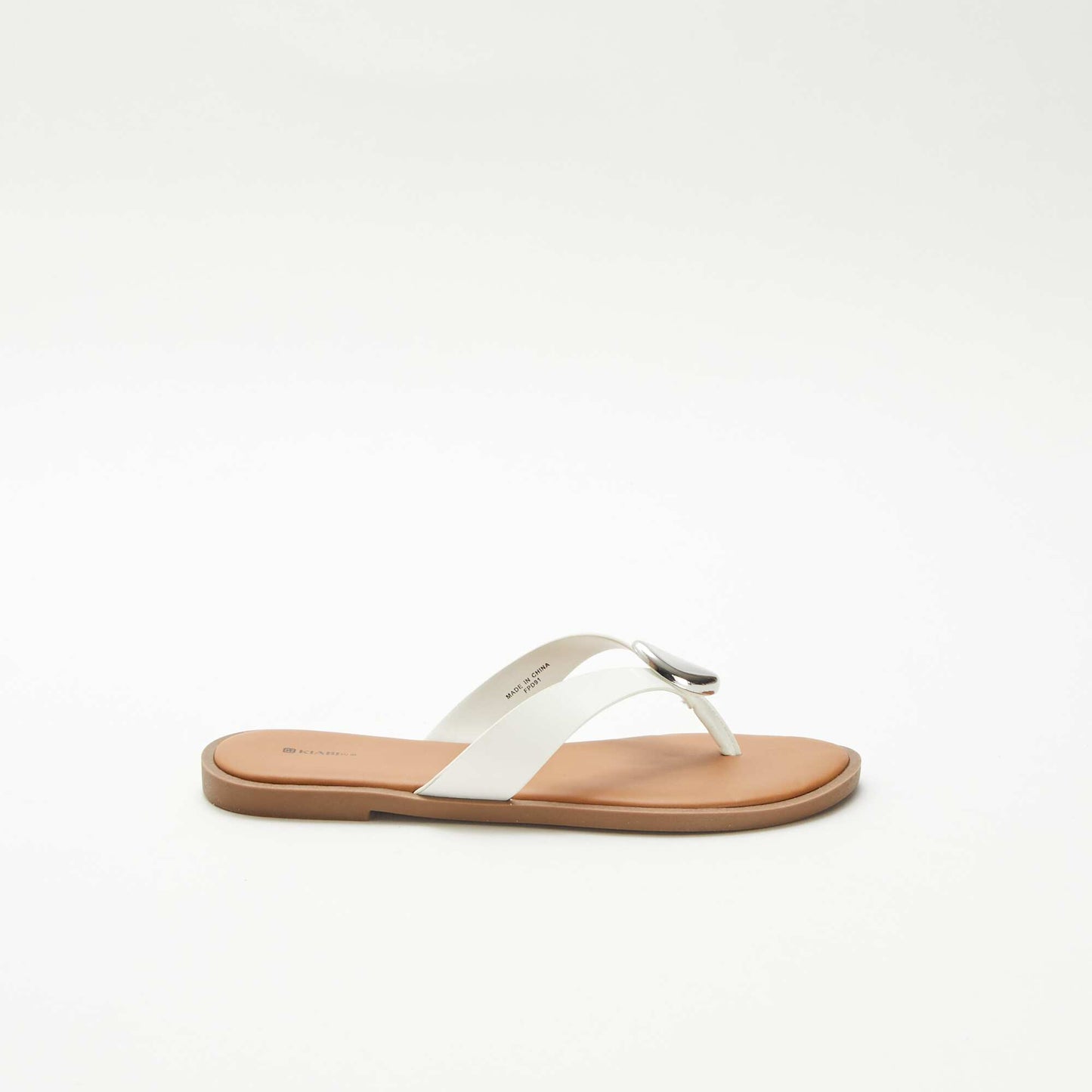 Tongs avec détail bijou métallique BLANC
