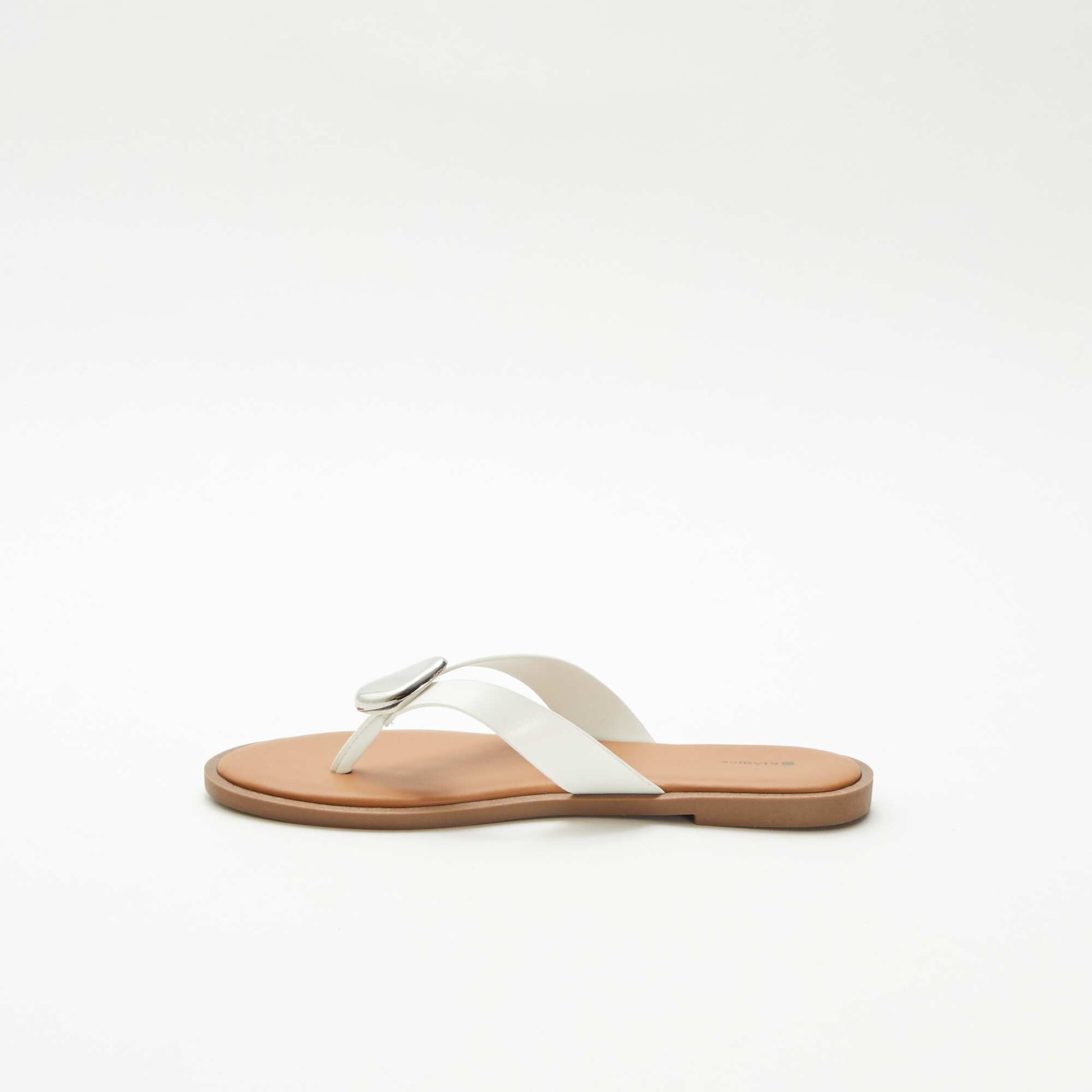 Tongs avec détail bijou métallique BLANC