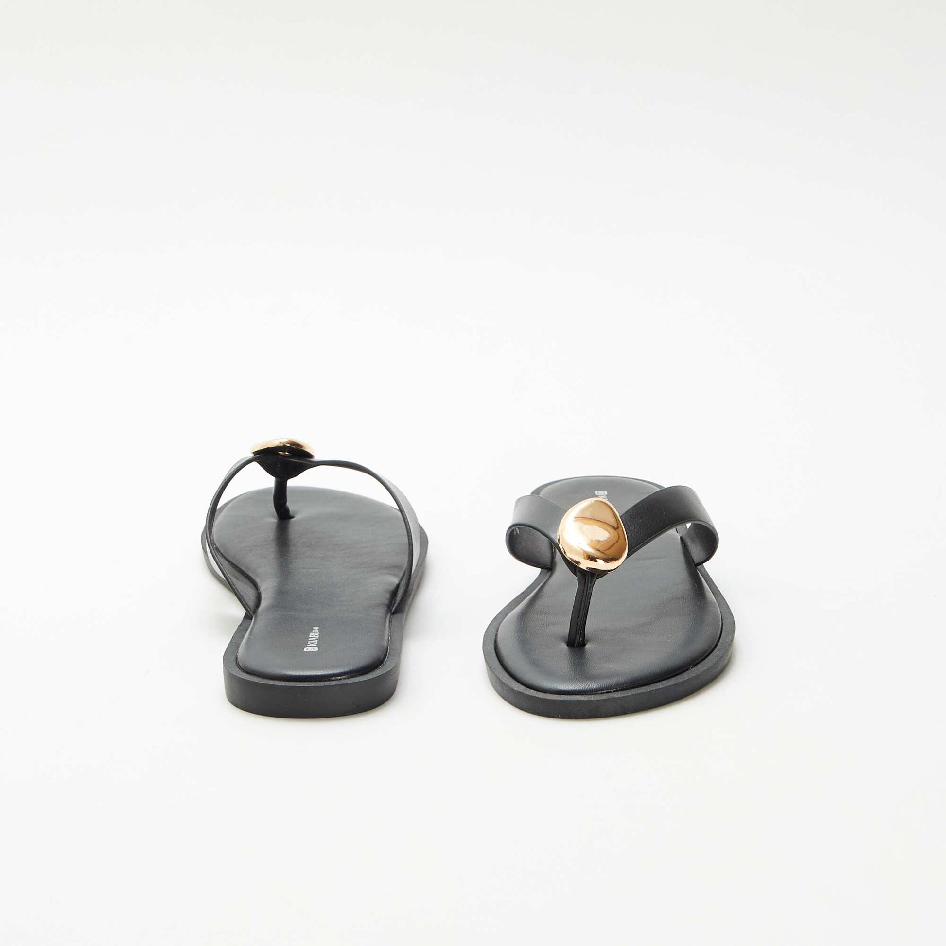 Tongs avec détail bijou métallique NOIR