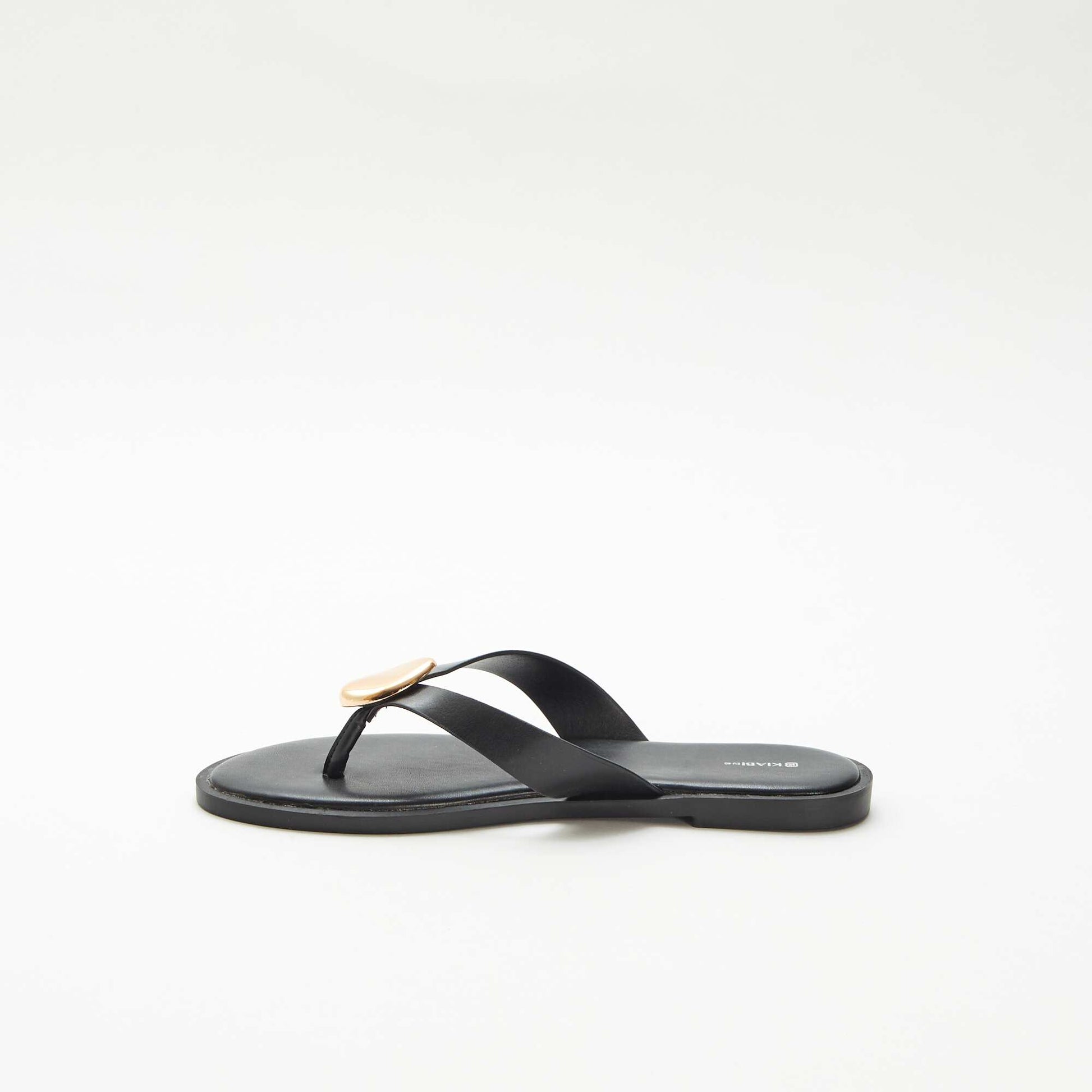 Tongs avec détail bijou métallique NOIR