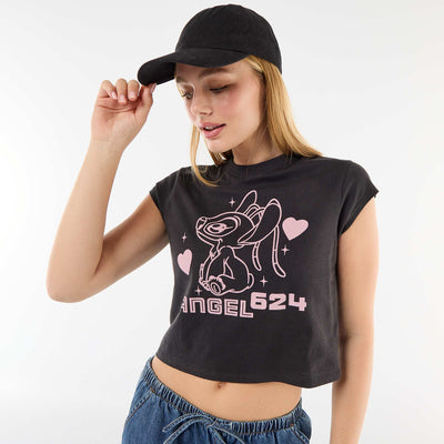 Tee-shirt 'Stitch' cropped 'Disney' GRIS