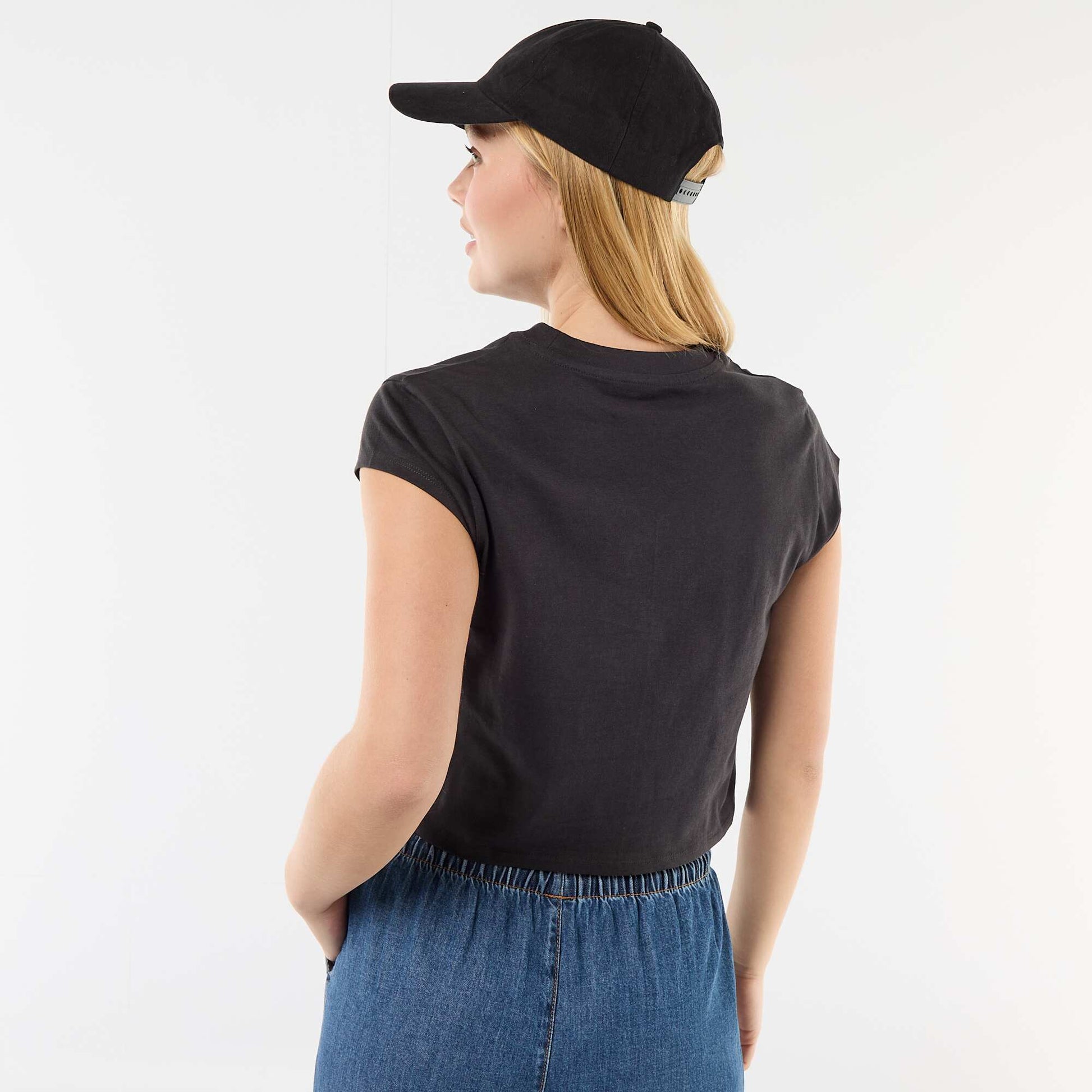 Tee-shirt 'Stitch' cropped 'Disney' GRIS